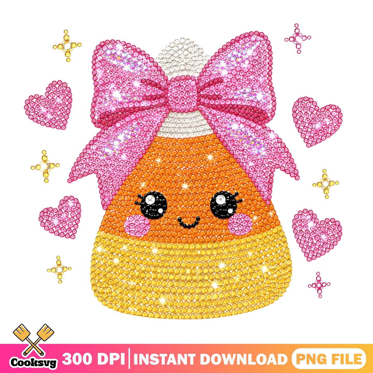 Candy Corn Coquette Bow Halloween PNG, Cute Kawaii PNG, Halloween PNG