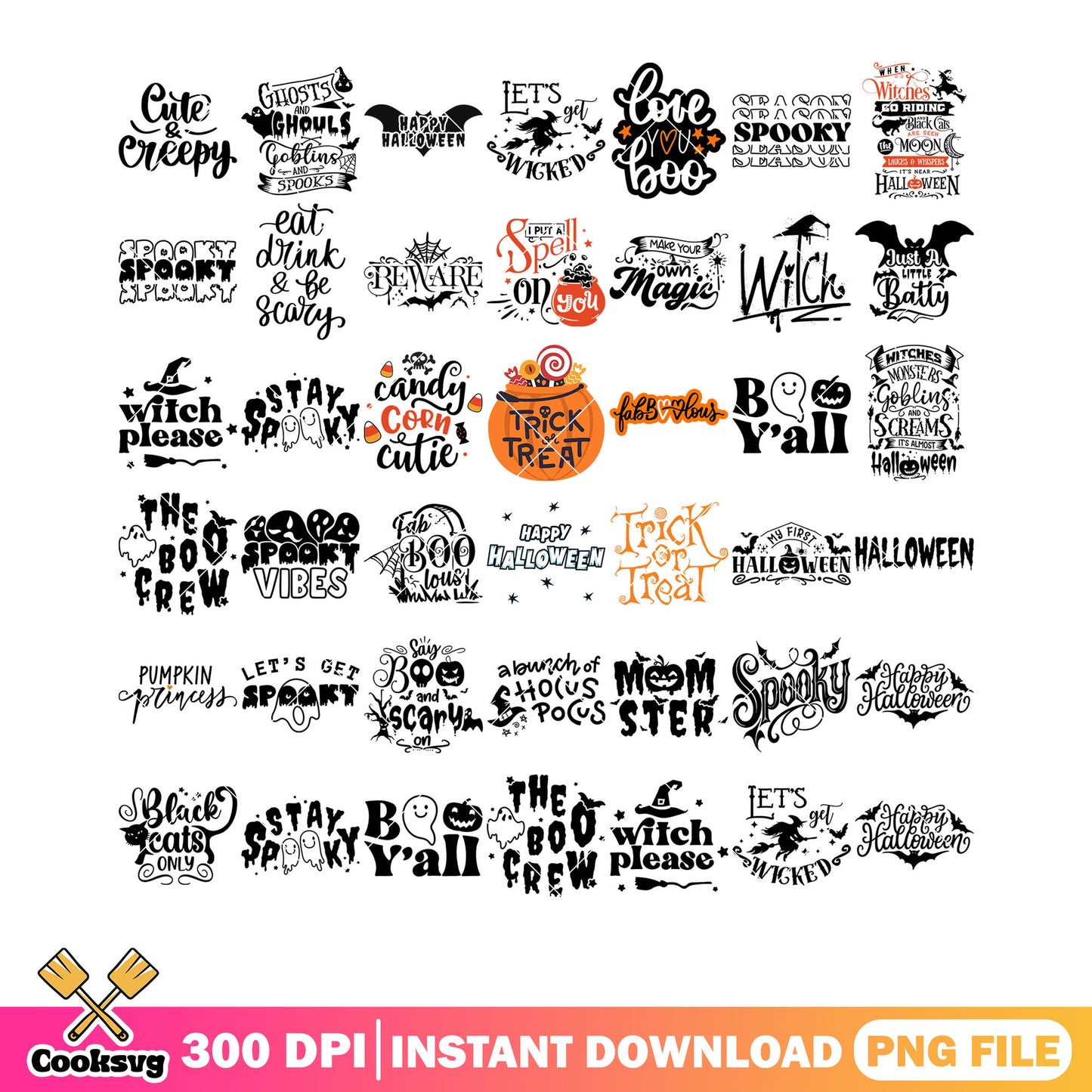 Candy corn cutie png bundle, scary bats png, witches hat png