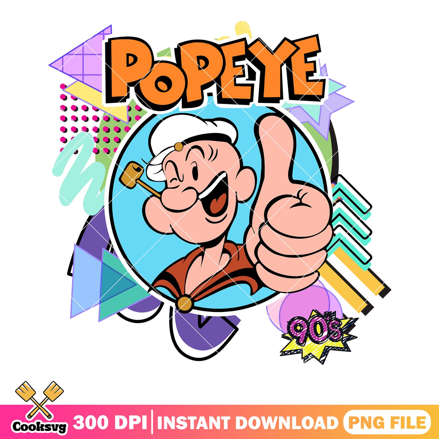Captain Popeye png, 90s style png, 90s classic cartoon png