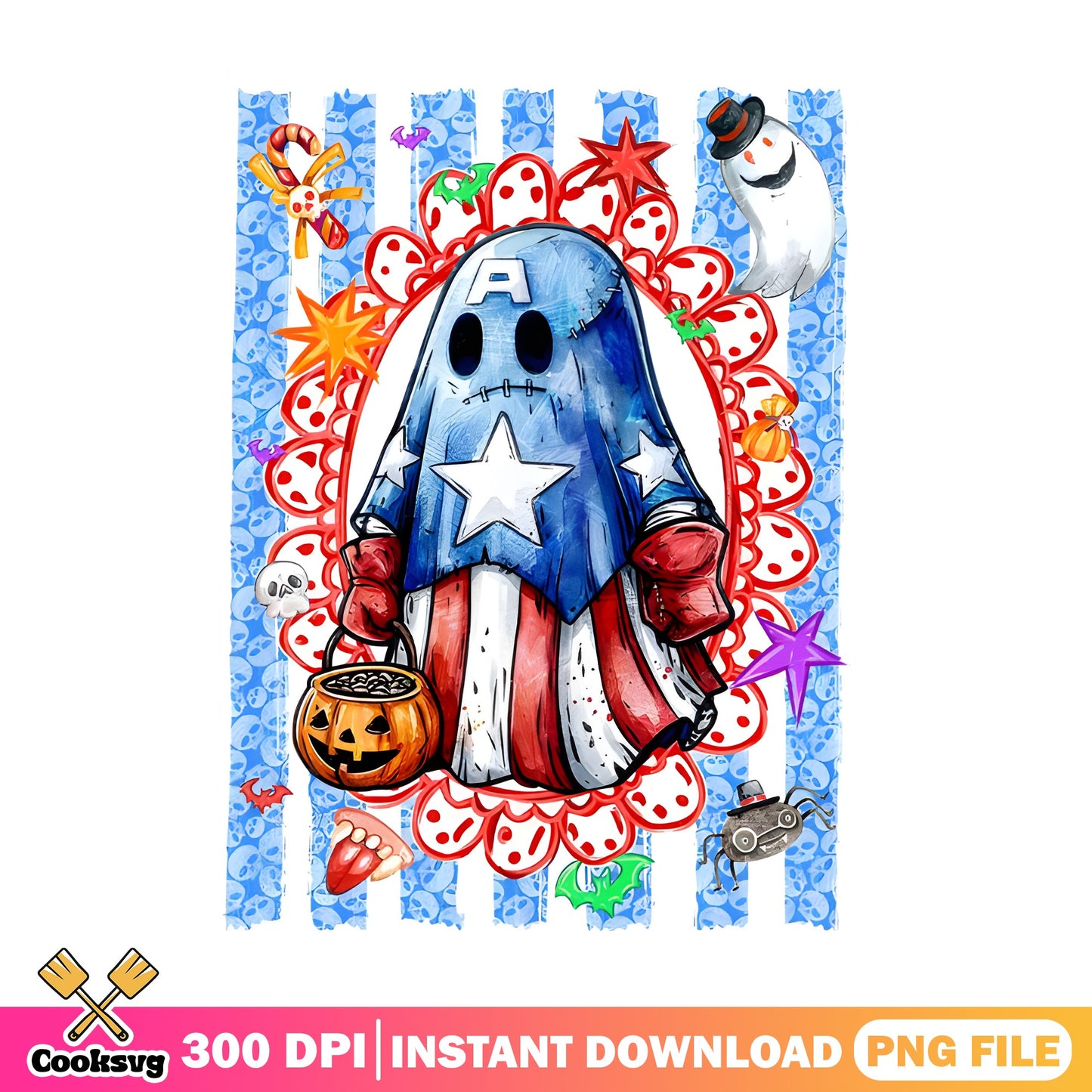 Captain America Halloween Ghost PNG, Marvel Ghost PNG, Halloween PNG