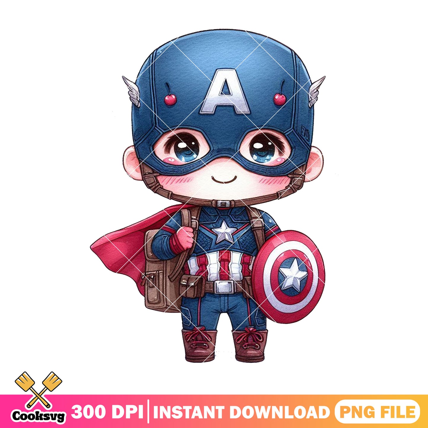 Captain america design png, marvel art png, go back to school png