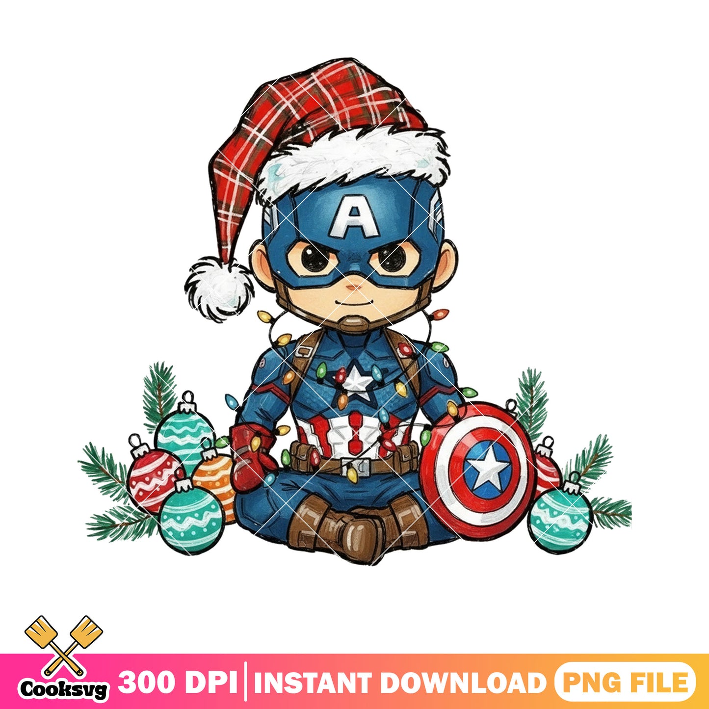 Captain america jumper png, marvel xmas png, holiday art png