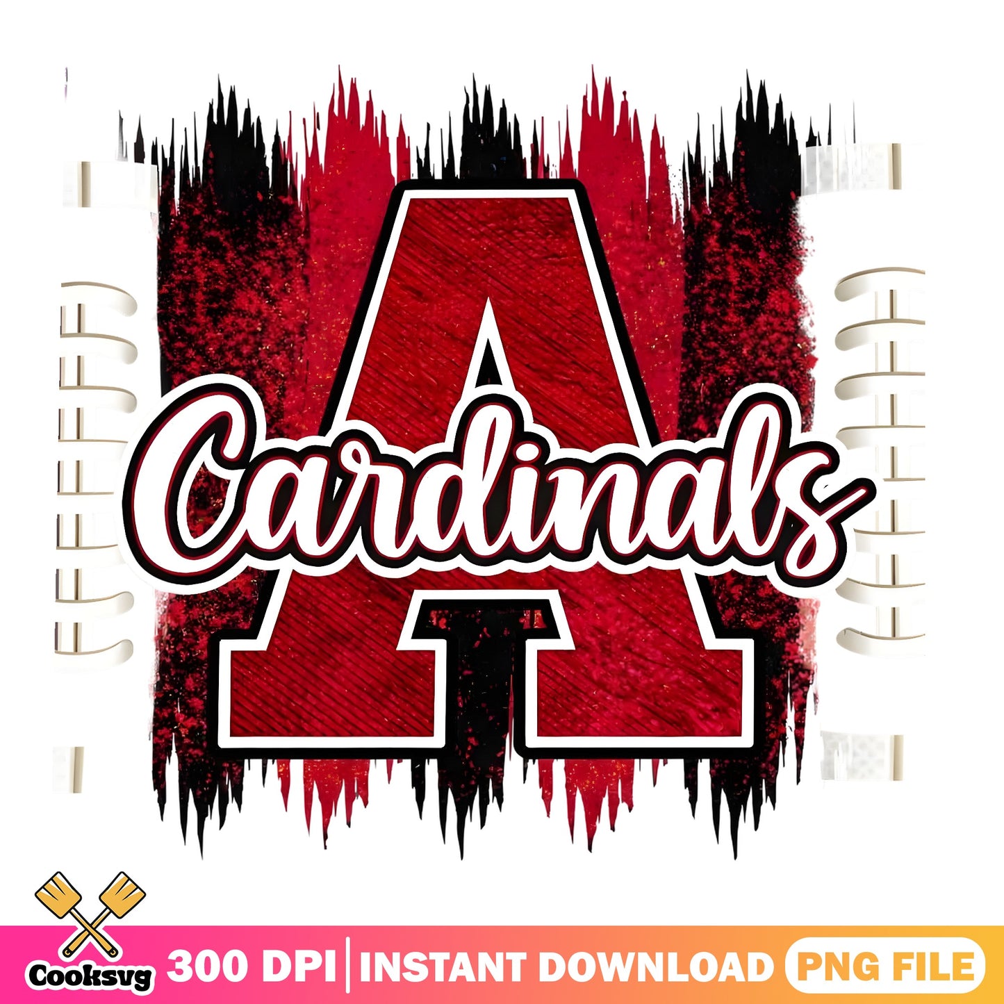 Cardinals Football PNG, School Spirit Grunge, Team Mascot PNG