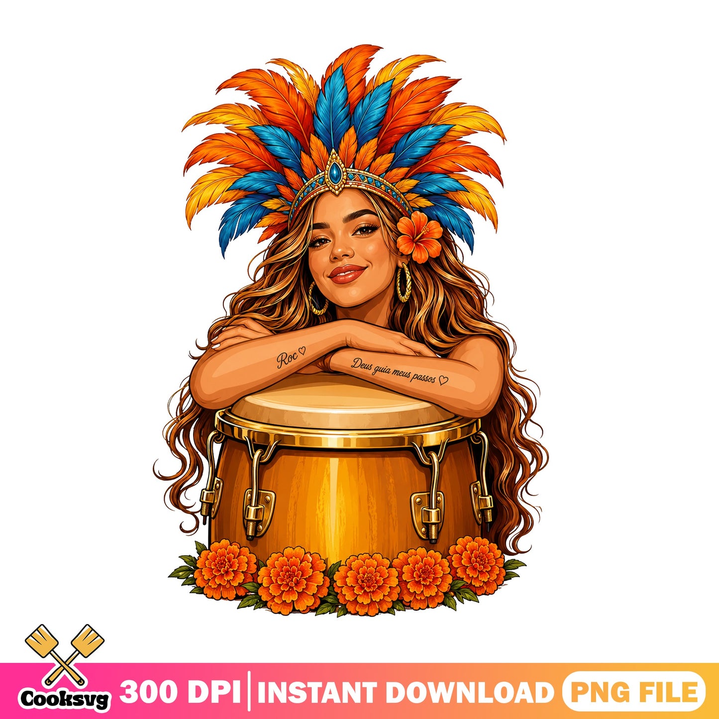 Carnival Woman With Drum PNG, Samba Girl PNG, Latina PNG