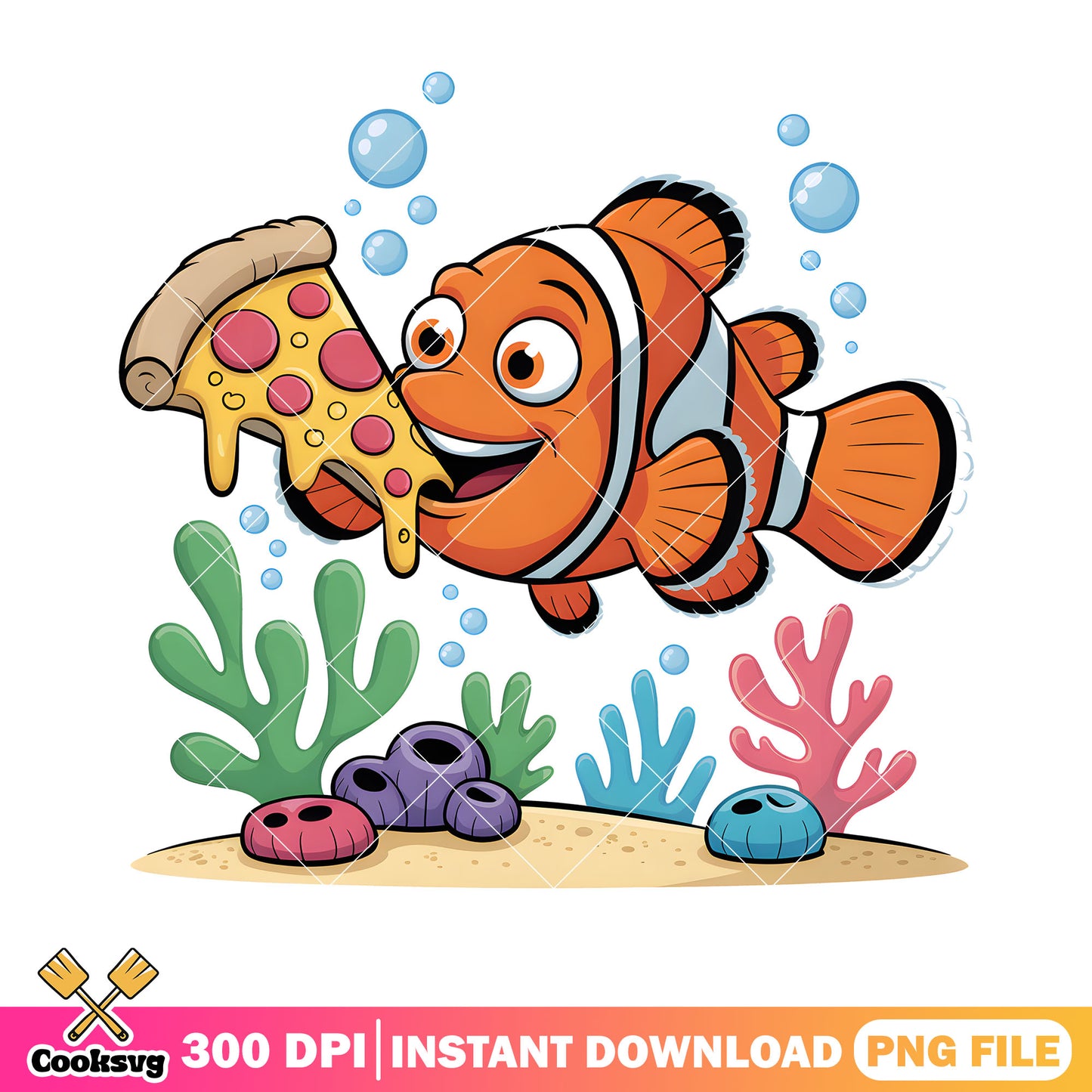 Carzy clownfish eat pizza png, finding dory png, clownfish marlin png