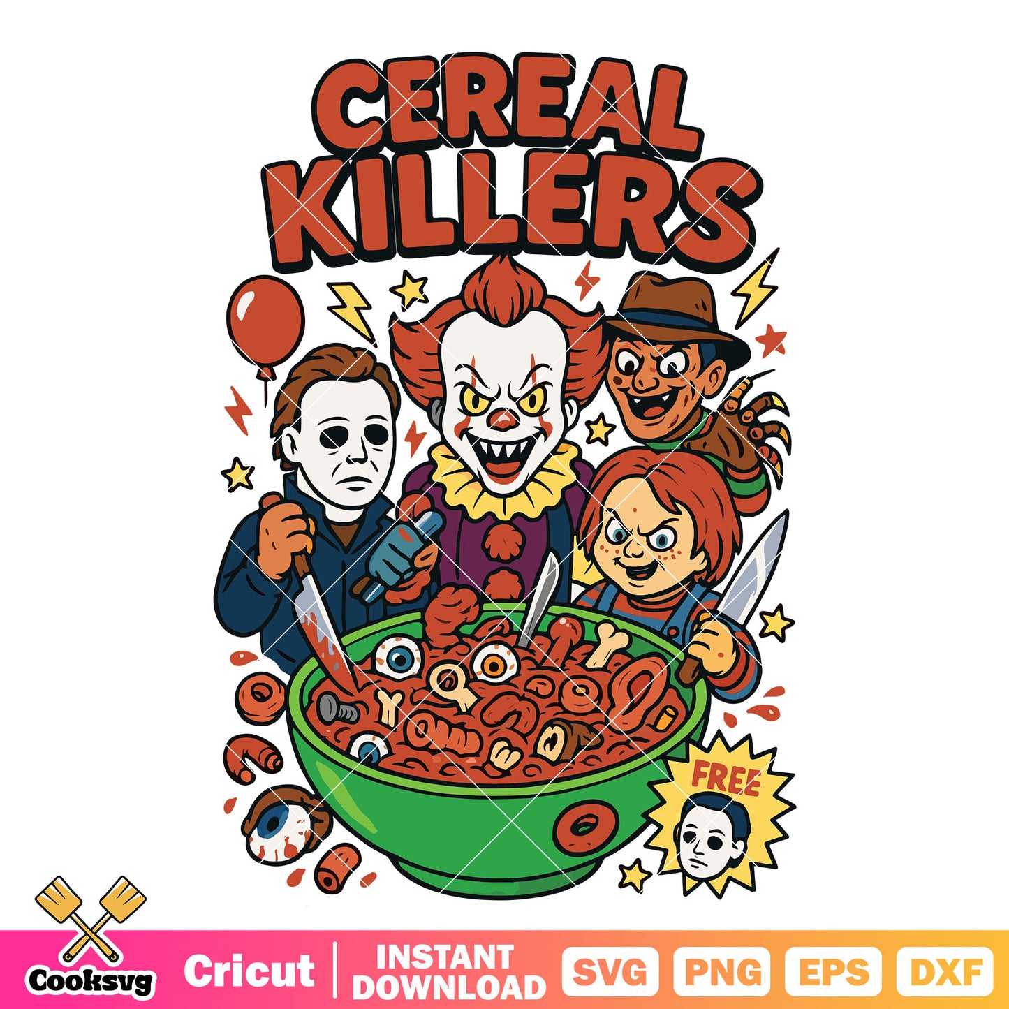Cereal killers funny svg, horror movies svg, funny killer svg