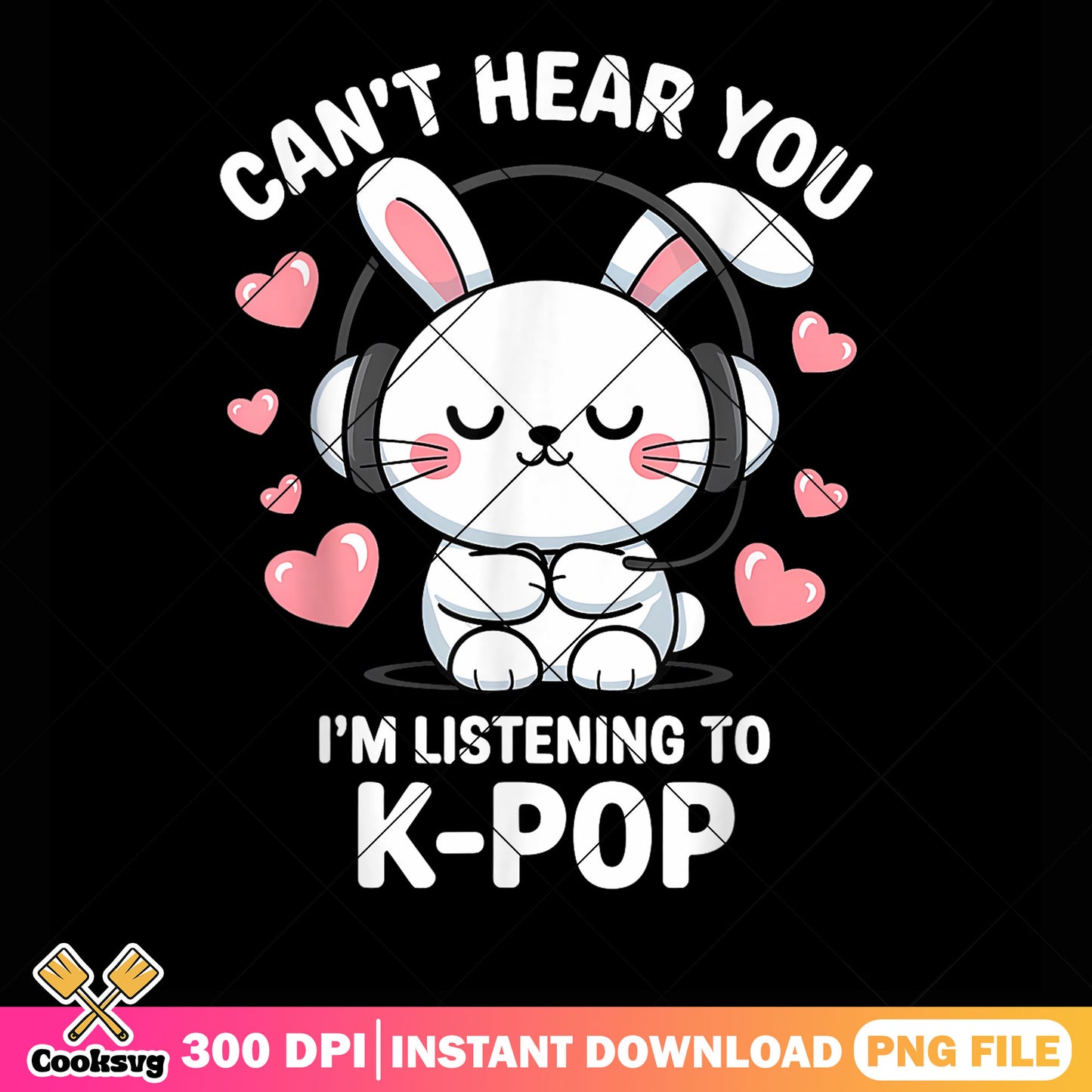 Chibi bunny listen to kpop png, kpop hunters png, kpop netflix png