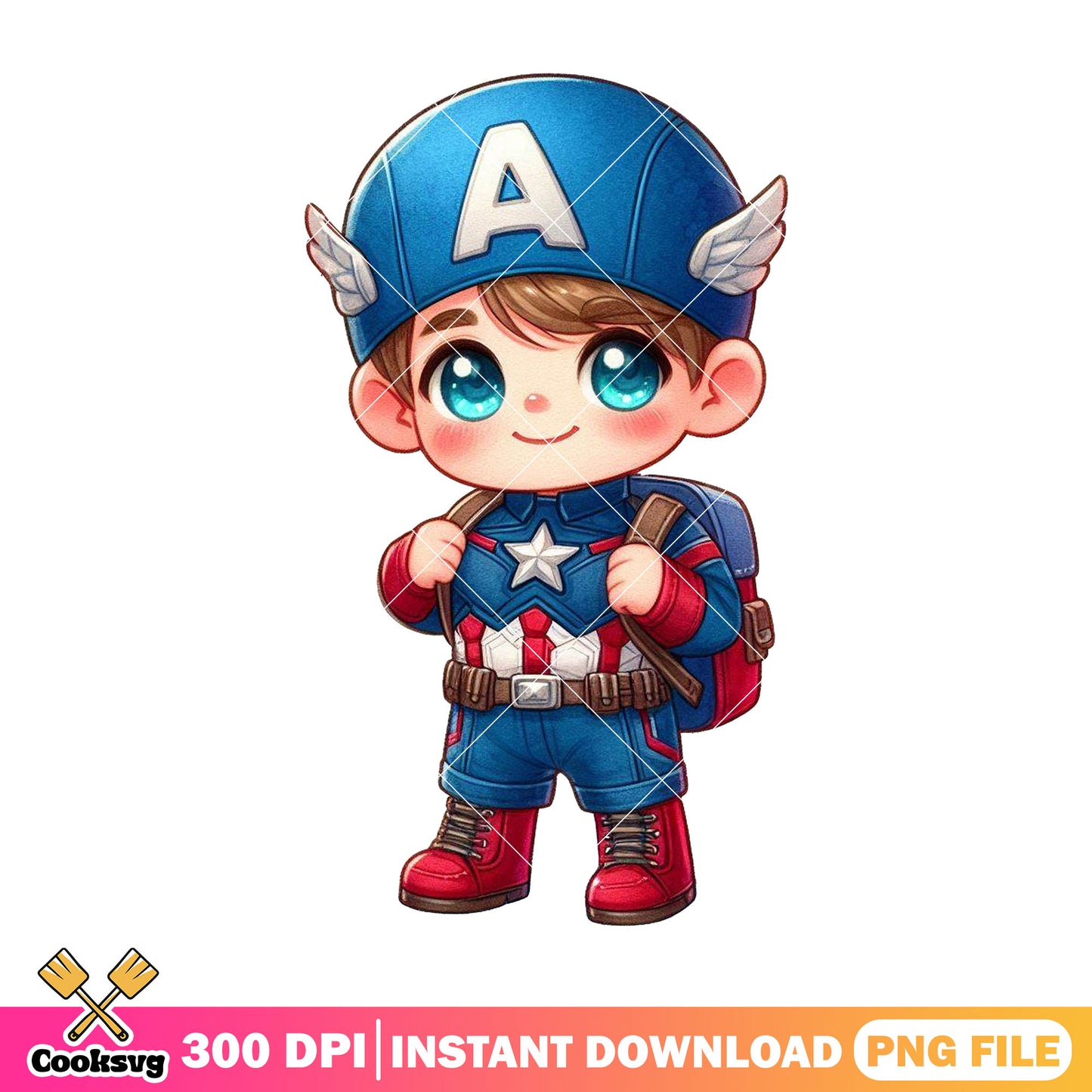 Chibi captain america png, comic marvel png, back to school day png
