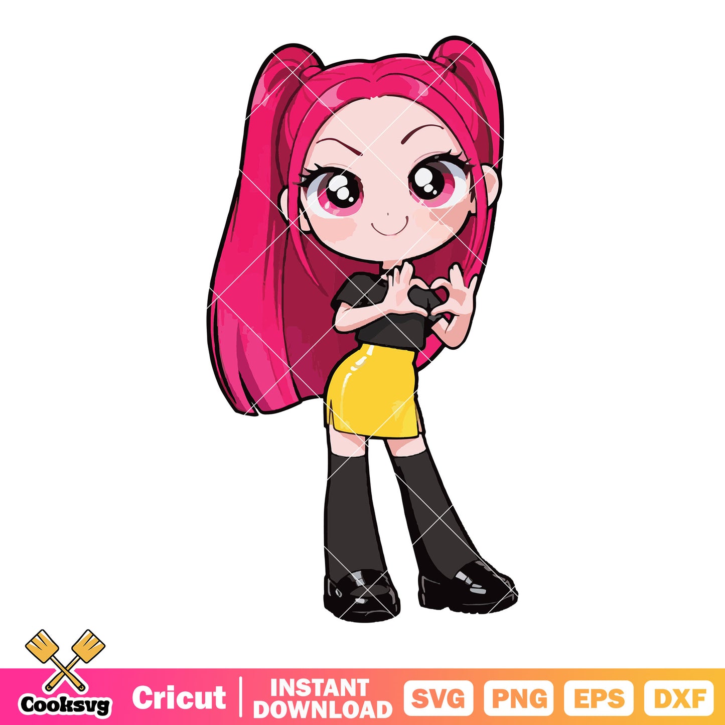 Chibi mira love shot svg, kpop mira svg, huntrix movie svg