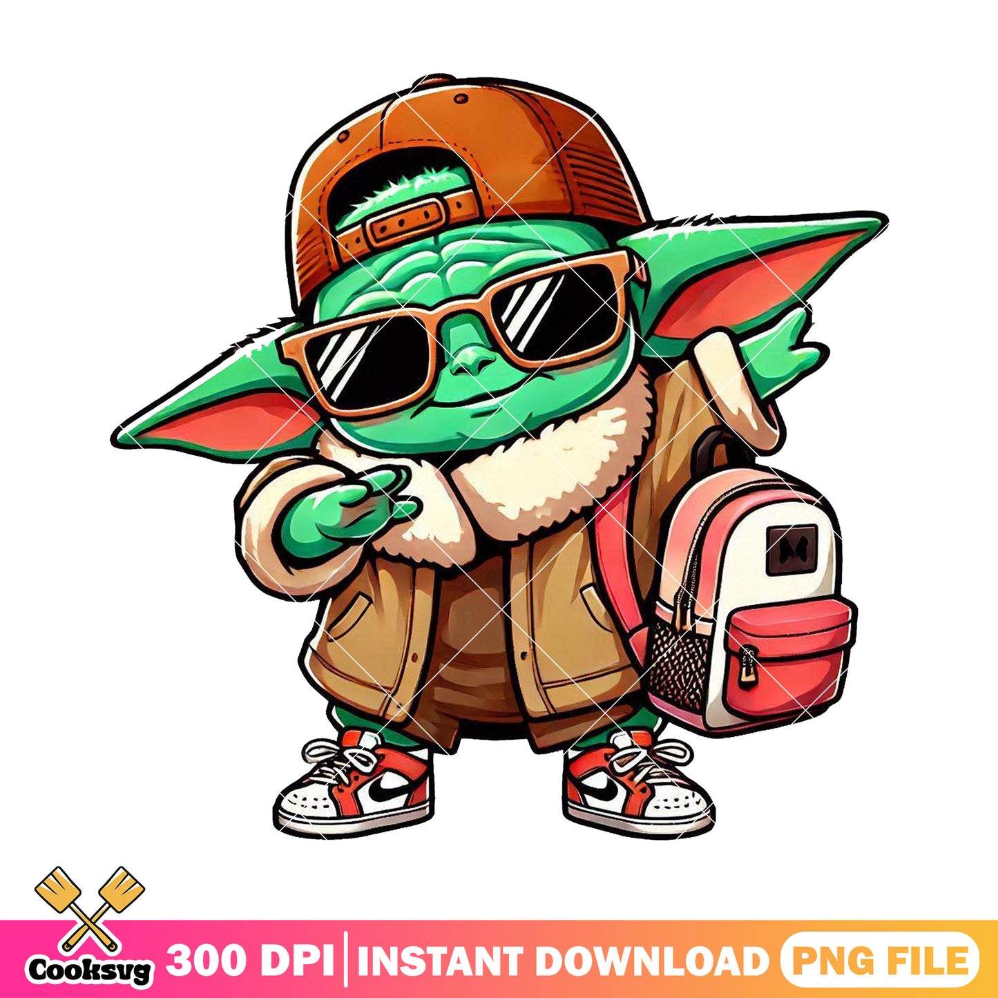 Chibi yoda going school png, go back to school png, star war comic png