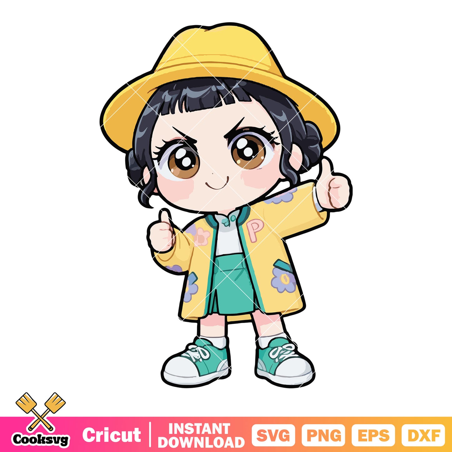 Chibi zoey cute outfit svg, zoey huntrix svg, huntrix member svg