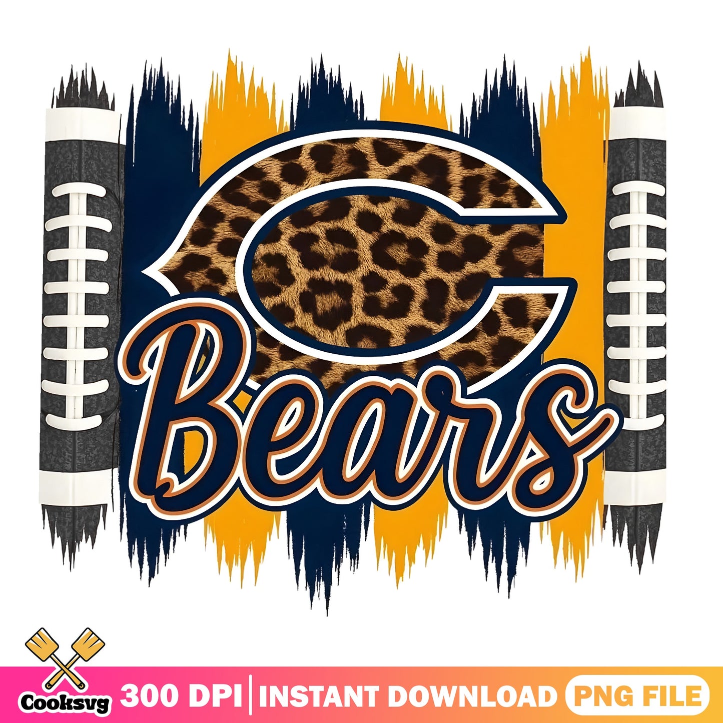 Chicago Bears Leopard Print PNG, NFL Football PNG, Bears PNG