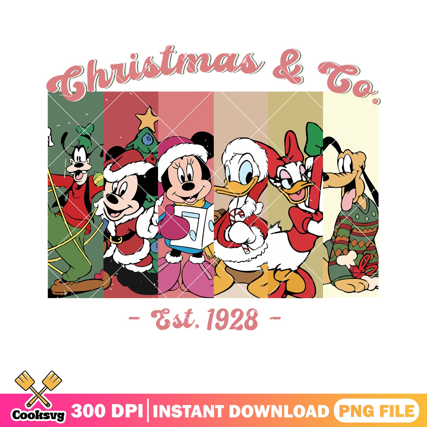 Christmas and co est 1928 png, disney png, mickey and friends png