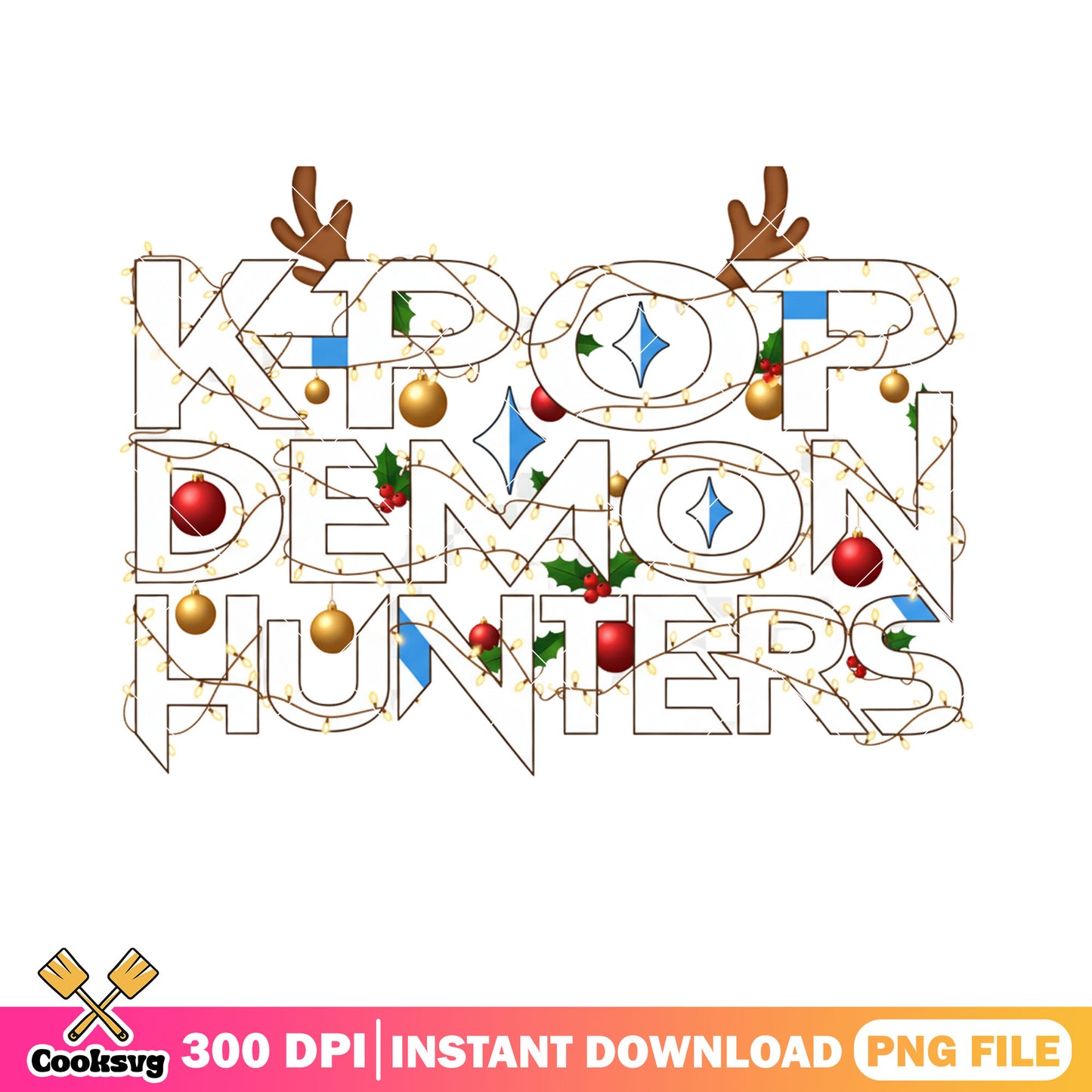 Christmas decorations png, kpop demon hunters png, reindeer horns png