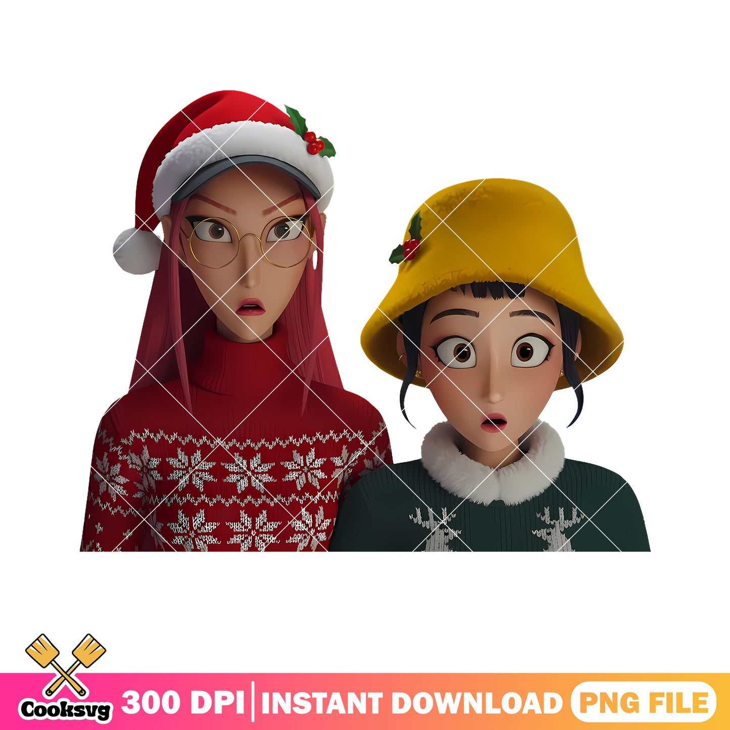 Christmas mira zoey png, kpop demon hunters png, sweater christmas png
