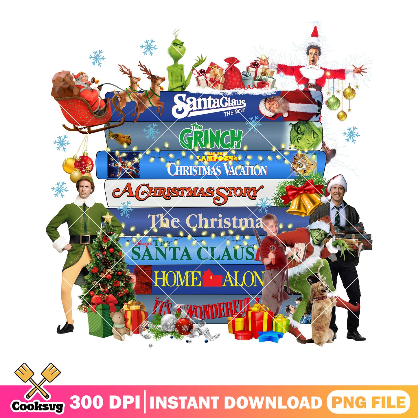 Christmas movie mix png, a christmas story santa png, the gift png