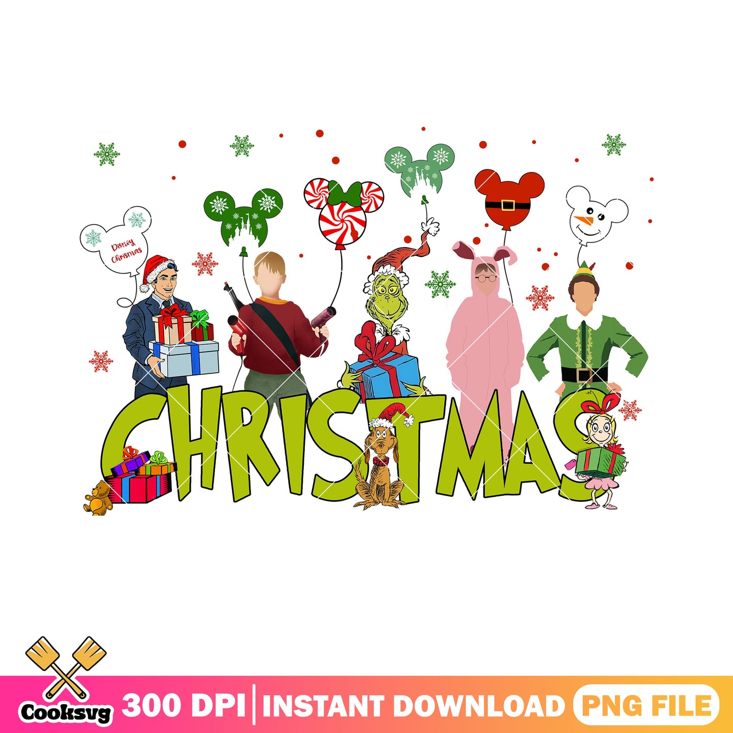 Christmas movies night png, the grinch png, buddy the elf png