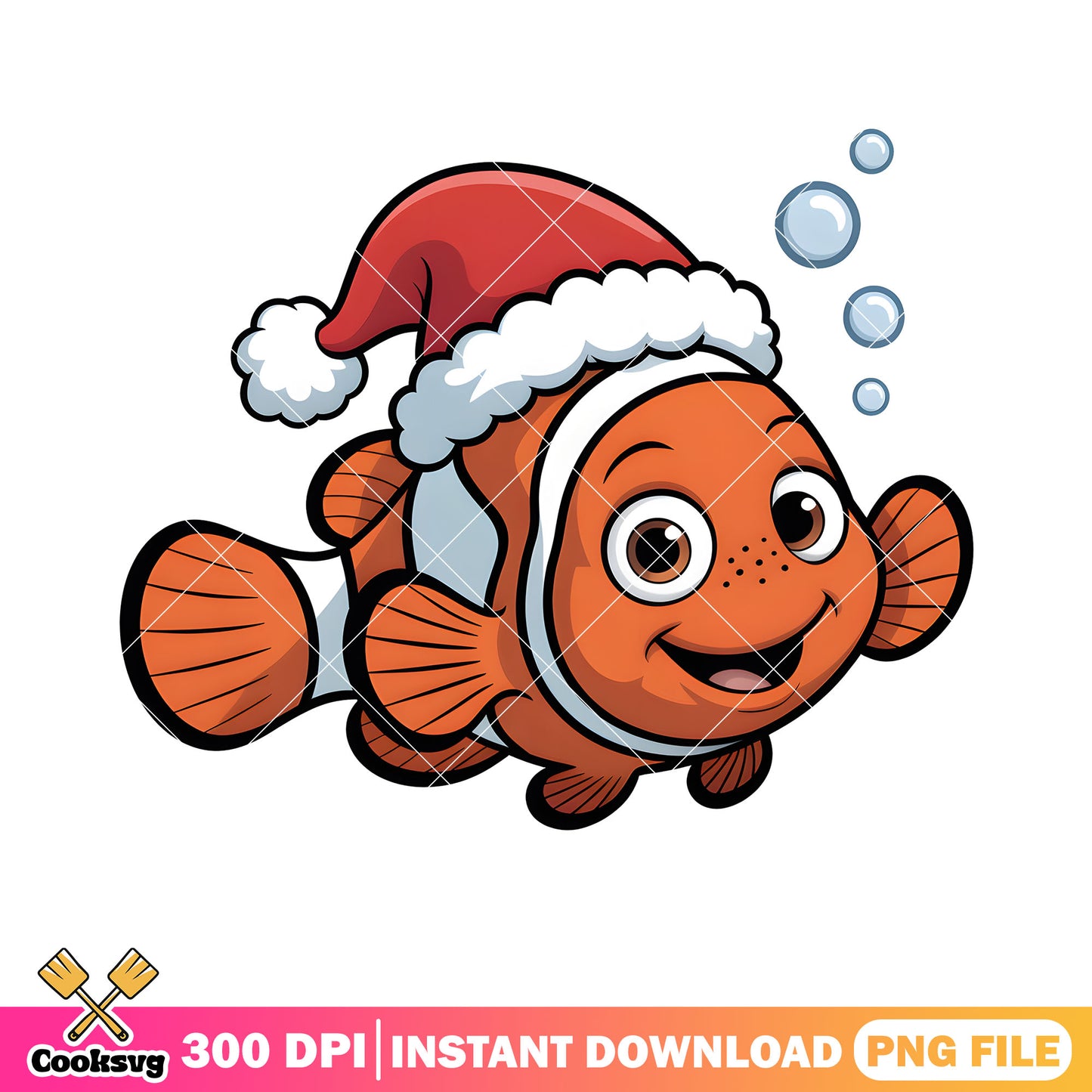 Christmas nemo custom png, finding nemo png, merry christmas png