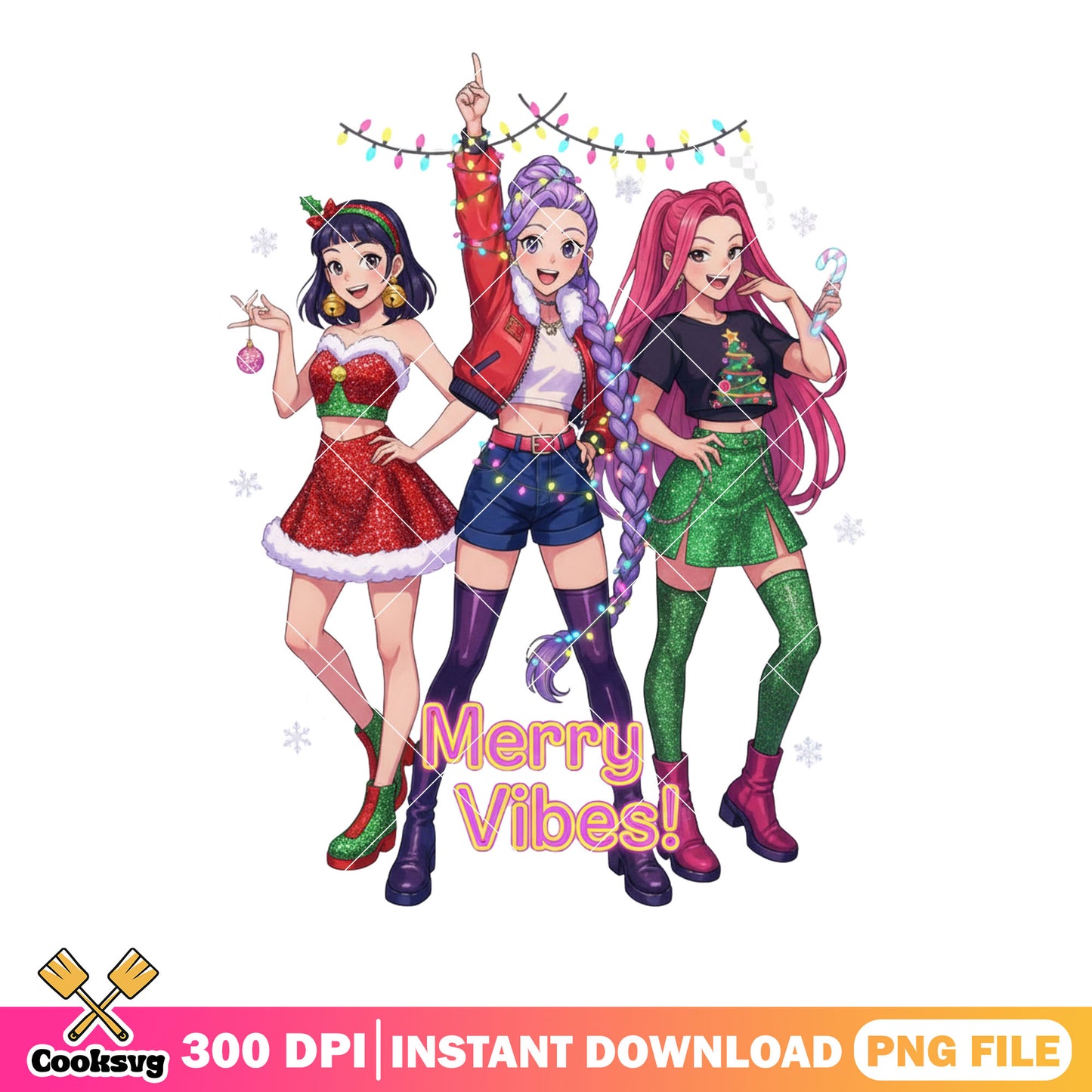 Christmas rumi zoey mira png, zoey huntrix png, merry christmas png