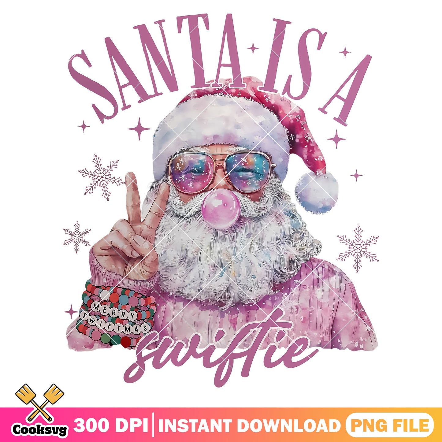 Christmas santa is a swiftie png, christmas santa png, pink christmas png