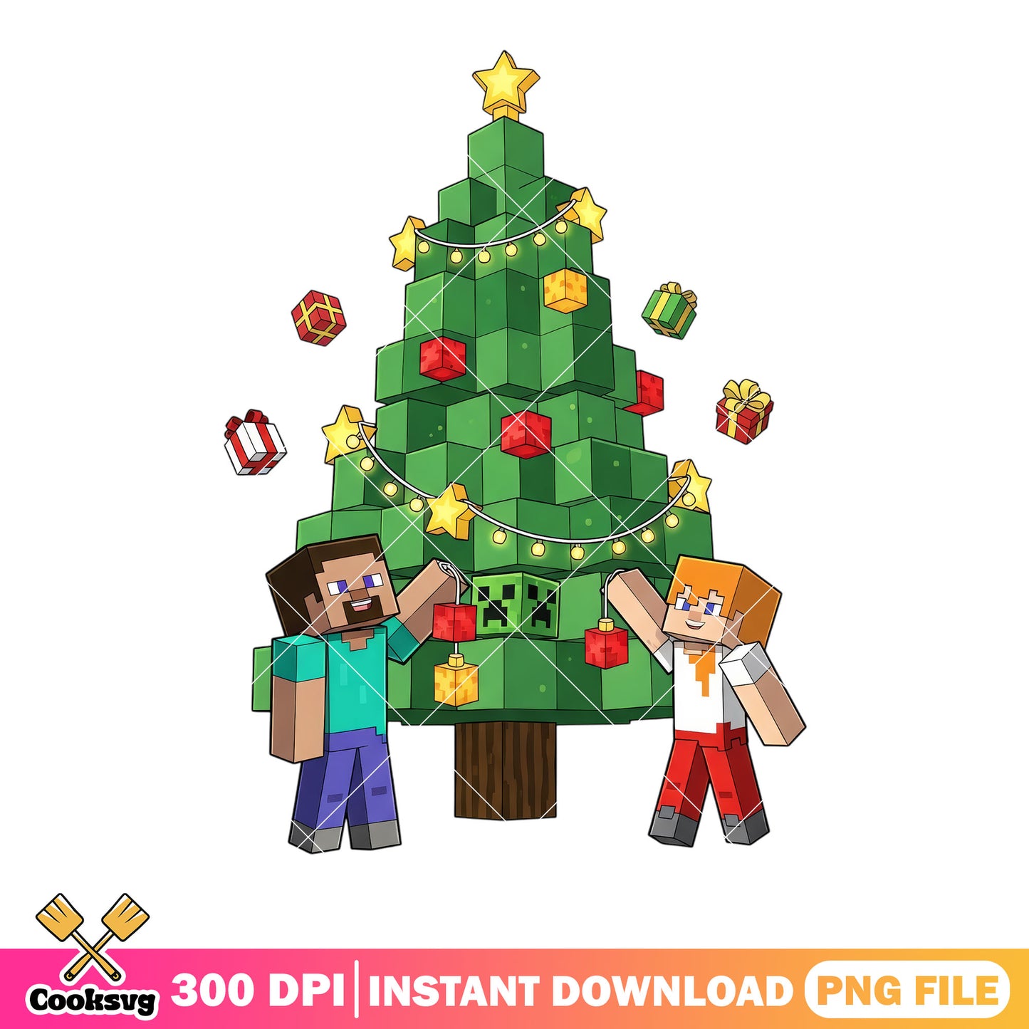 Christmas tree christmas decor block png, minecraft steve png