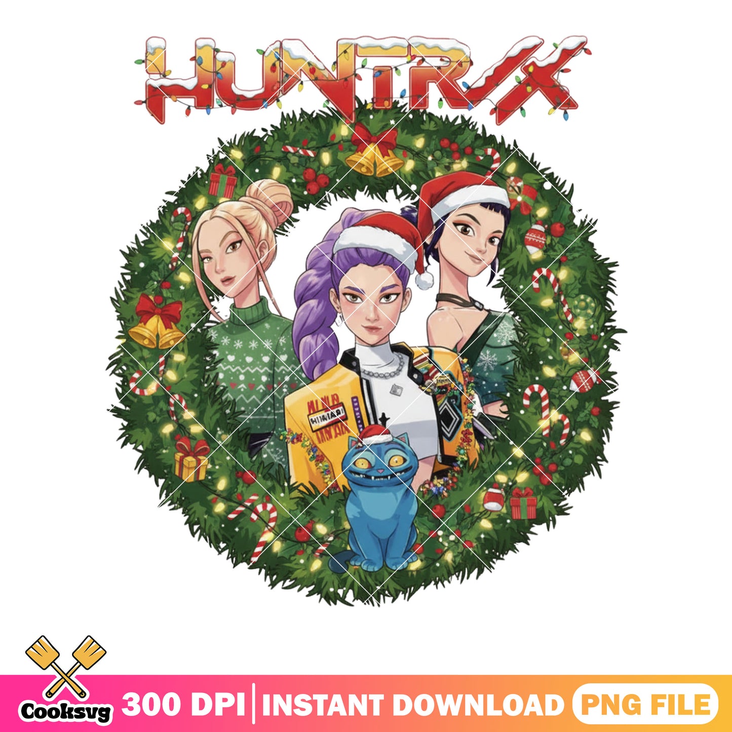 Christmas wreath huntrix team png, kpop demon hunters png, derpy png