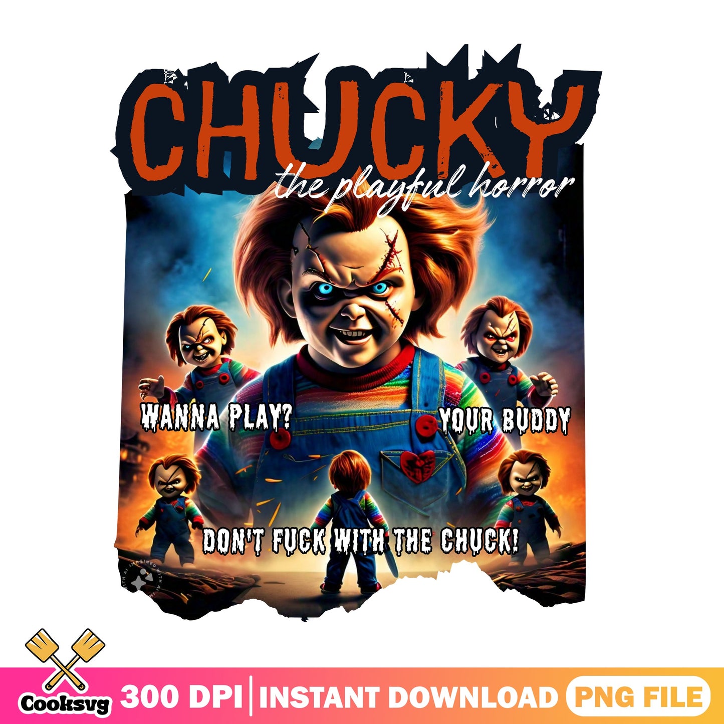 Chucky The Playful Horror PNG, Halloween Horror PNG, Wanna Play PNG