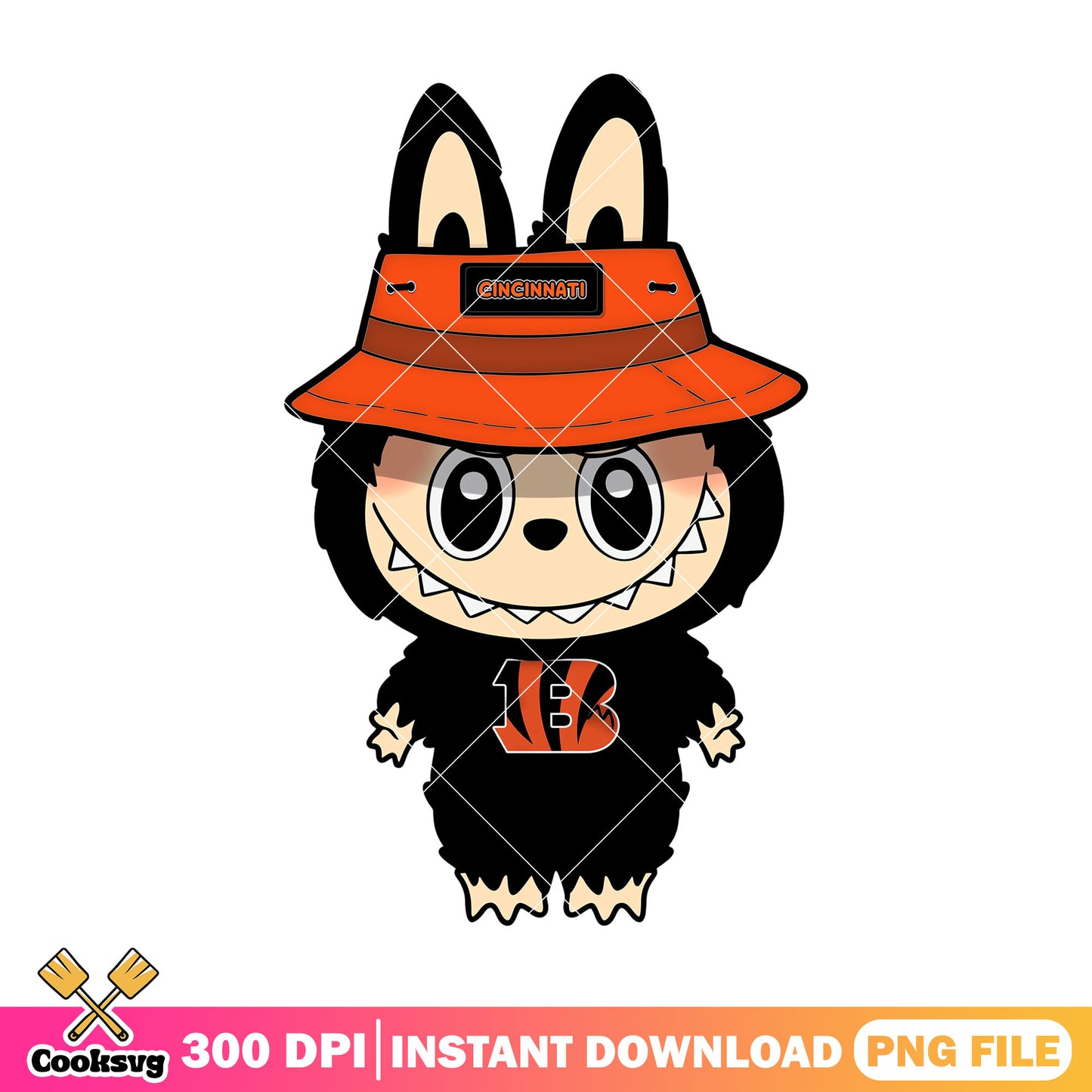 Cincinnati labubu baseball team png, labubu plush png, labubu black png
