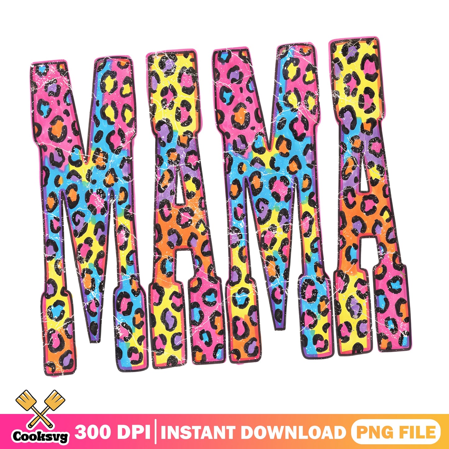 Colorful Leopard Mama PNG, Rainbow Cheetah Mom PNG, Mother PNG