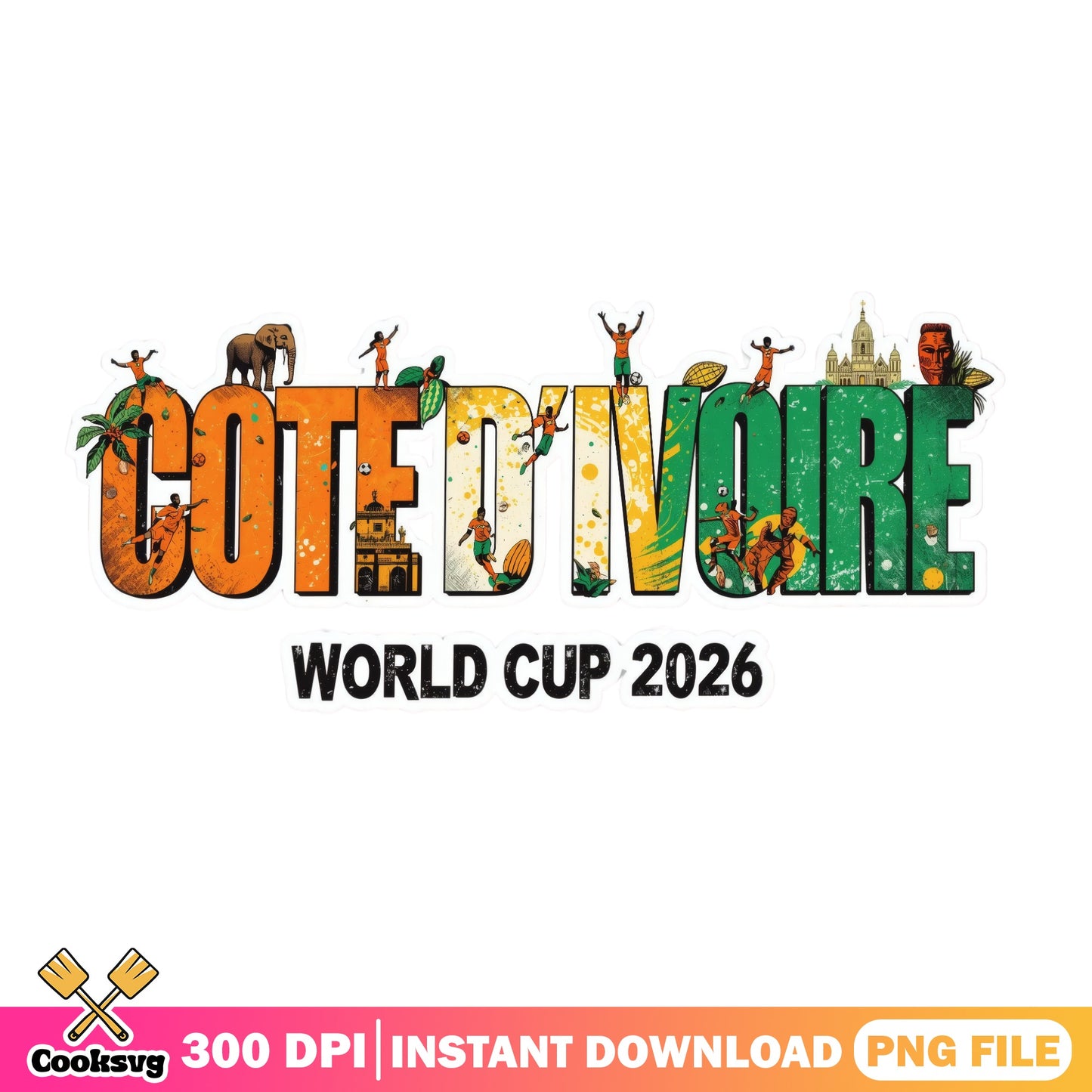 Cote D'Ivoire World Cup 2026 PNG, Soccer Fan PNG, Football PNG