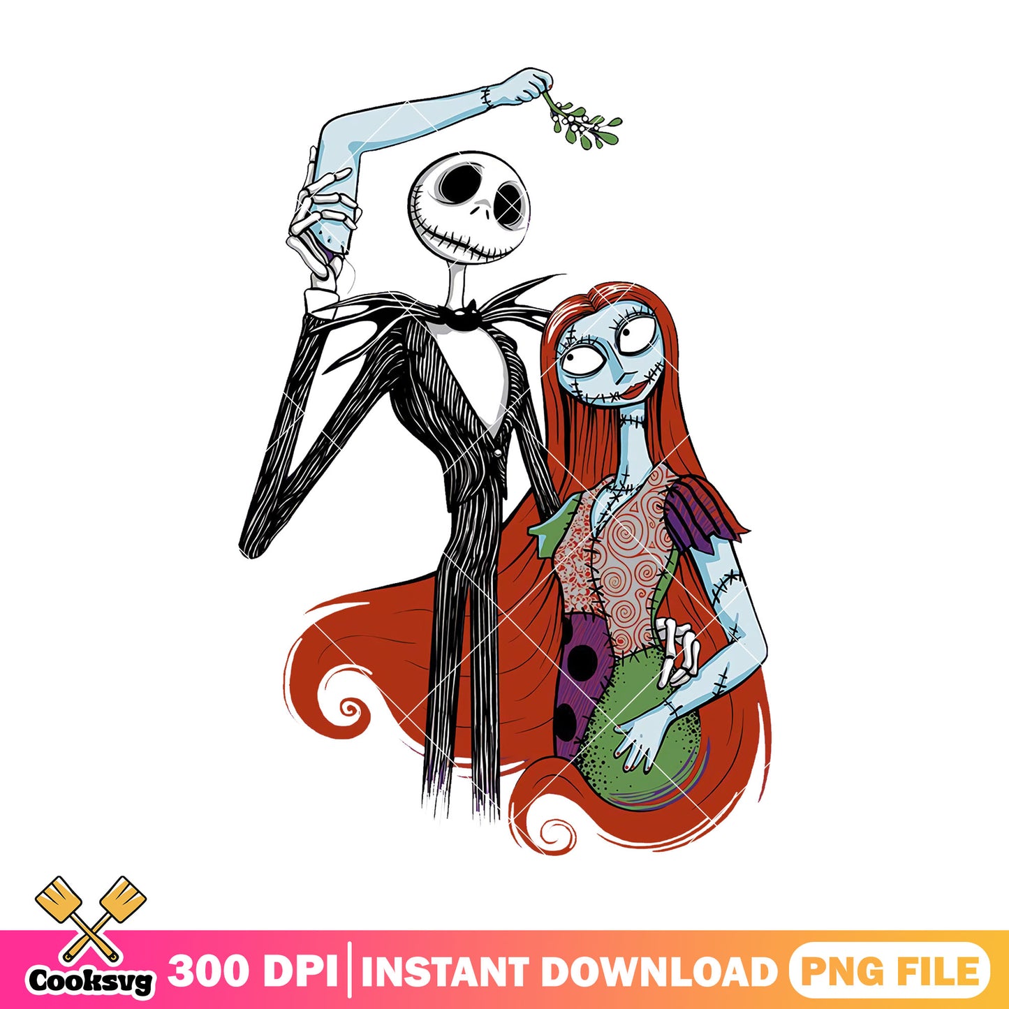 Couple love jack png, halloween idea png, disney love png