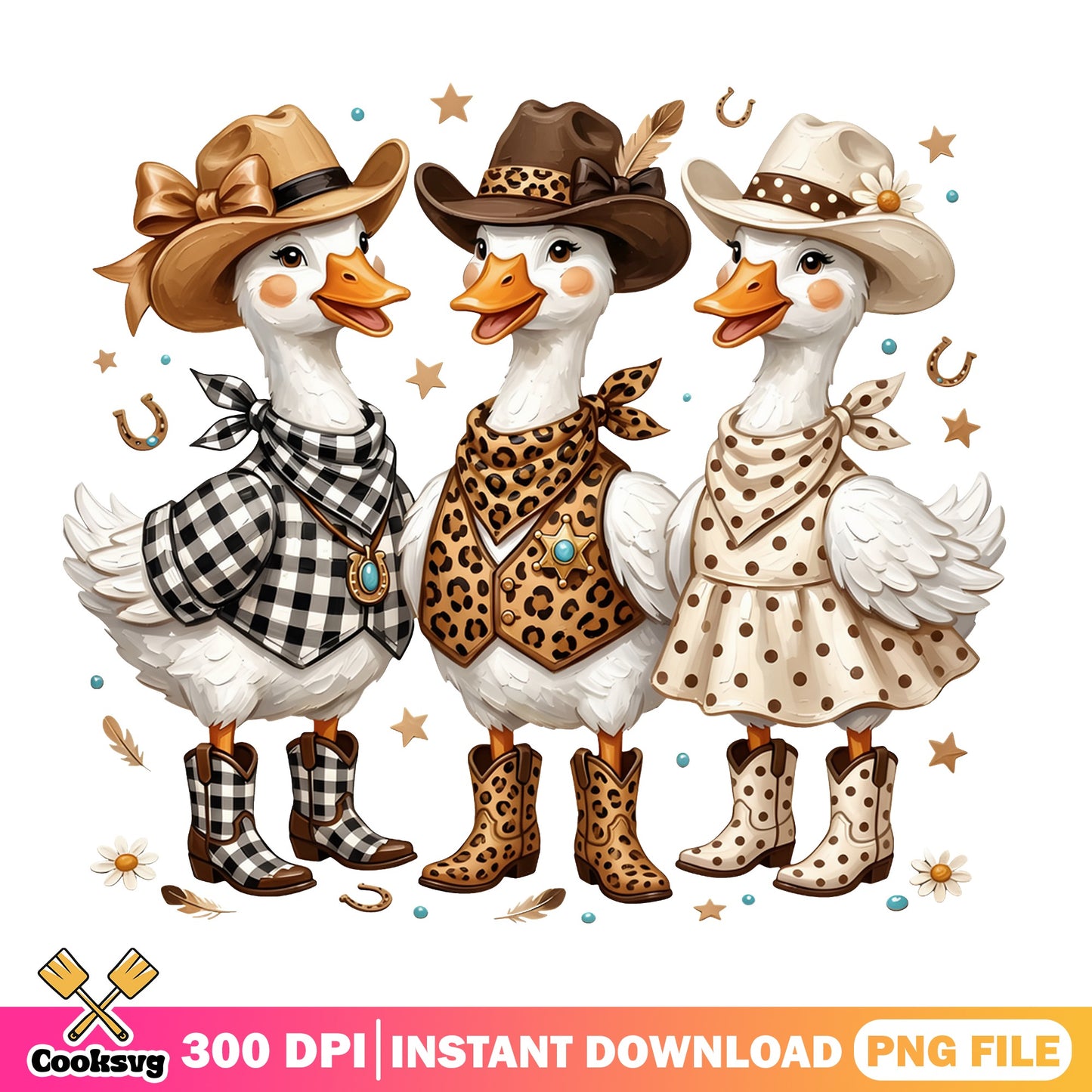 Cowboy Duck PNG, Western Cowgirl Ducks, Funny Duck PNG