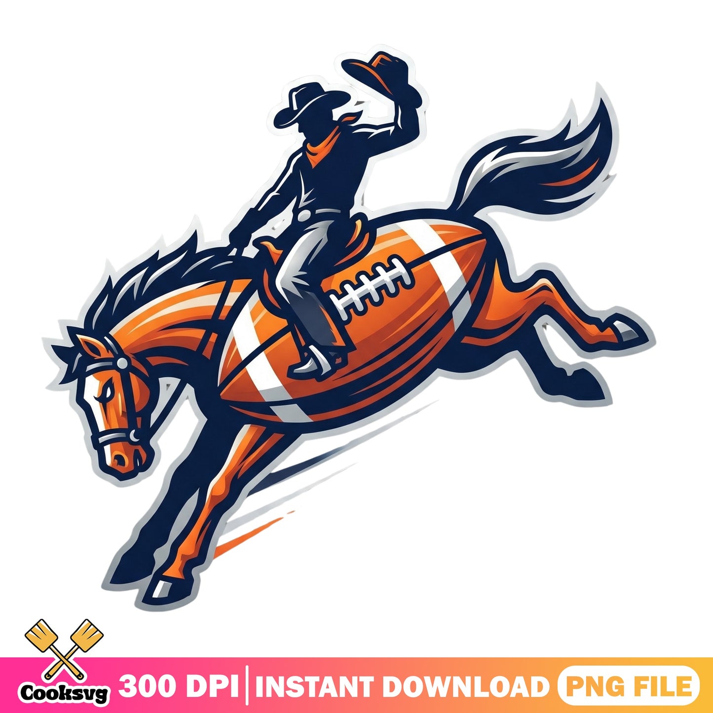 Cowboy Riding Football Horse PNG, Rodeo Football PNG, Western PNG