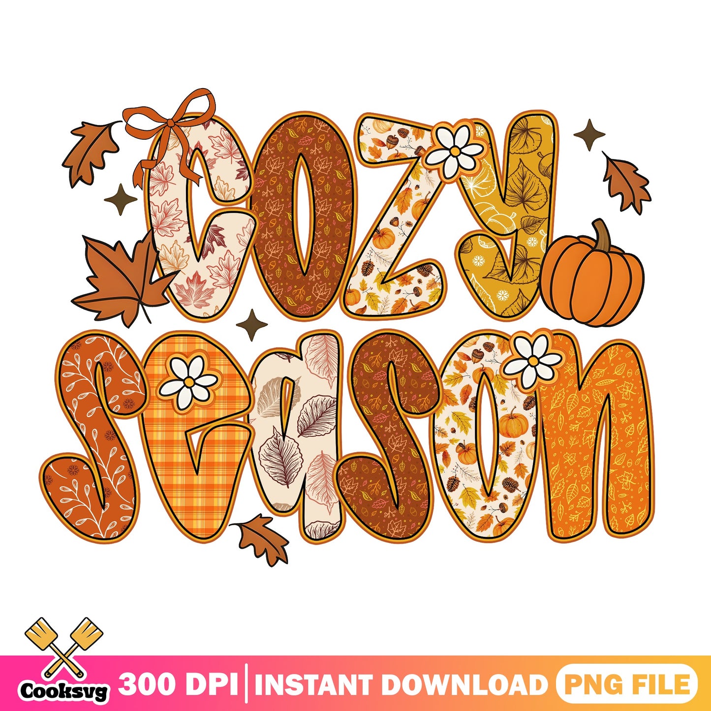 Cozy Season Fall PNG, Autumn Pumpkin PNG, Thanksgiving PNG