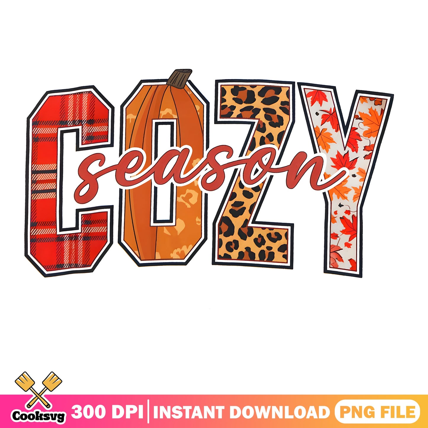 Cozy Season Fall PNG, Pumpkin Autumn Leopard PNG, Thanksgiving PNG