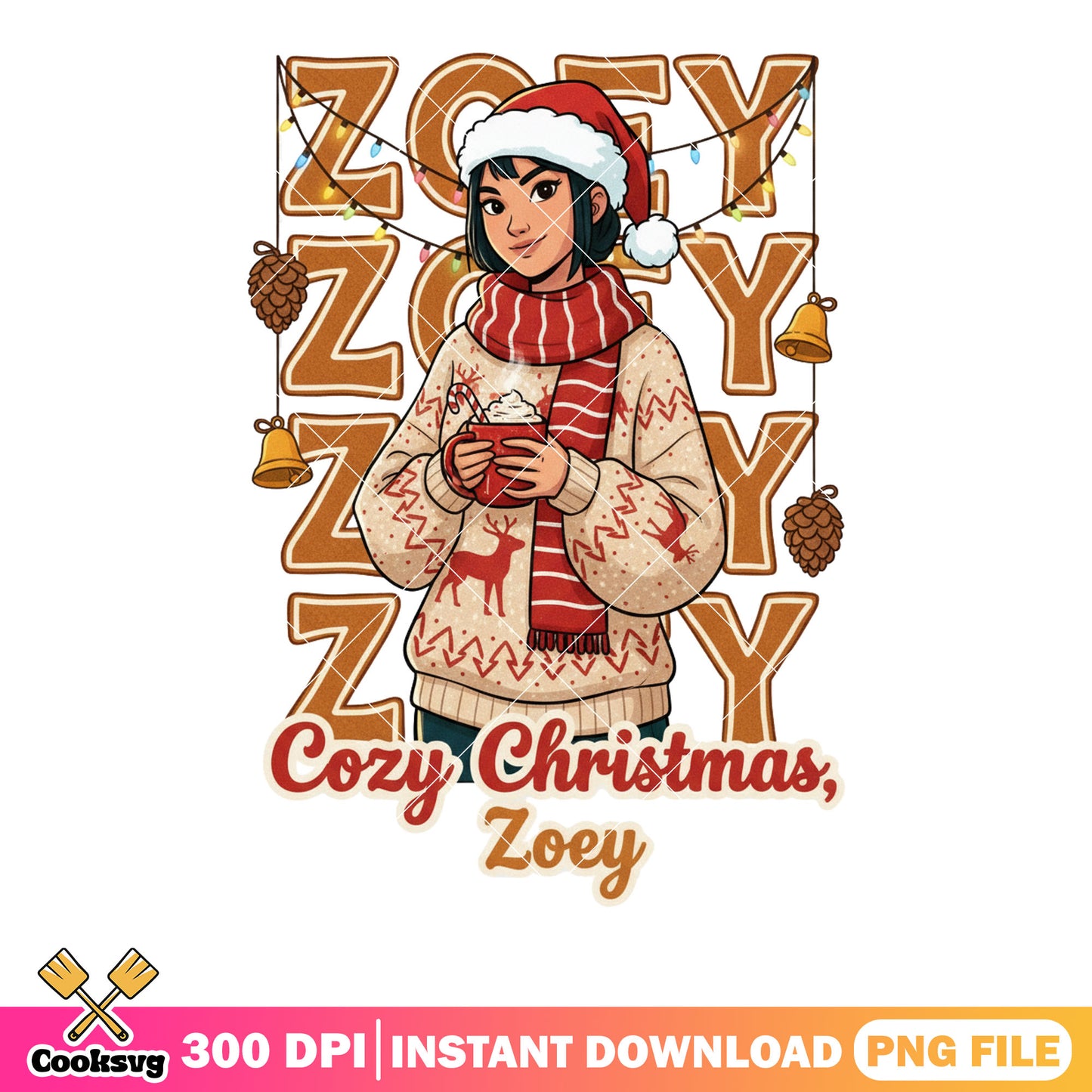 Cozy christmas zoey png, zoey kpop demon hunter png, zoey huntrix png