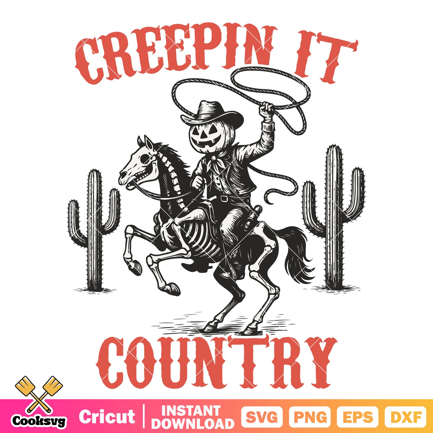 Creepin it country cowboy svg, cowboy halloween svg, halloween pumpkin svg