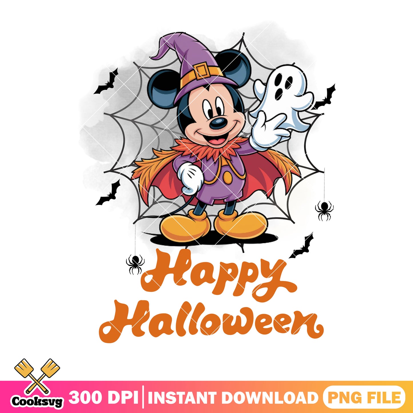 Creepy ghost and mickey png, scary bats png, disney character png
