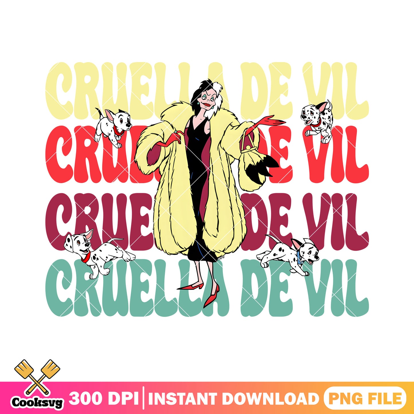 Cruella de Vil disney vibes png, disney 101 dalmatians png