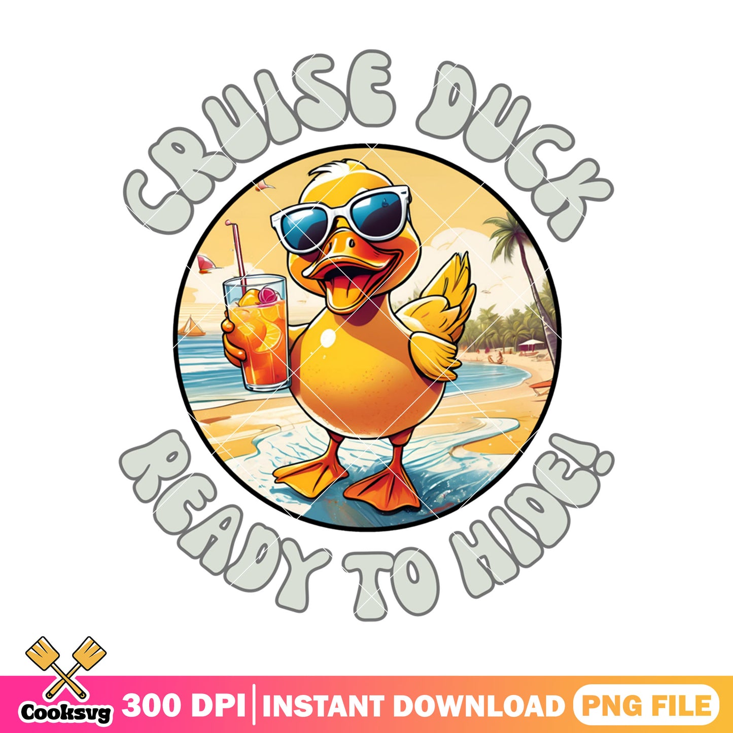 Cruise duck ready to hide png, summer cruises png, summer duck png