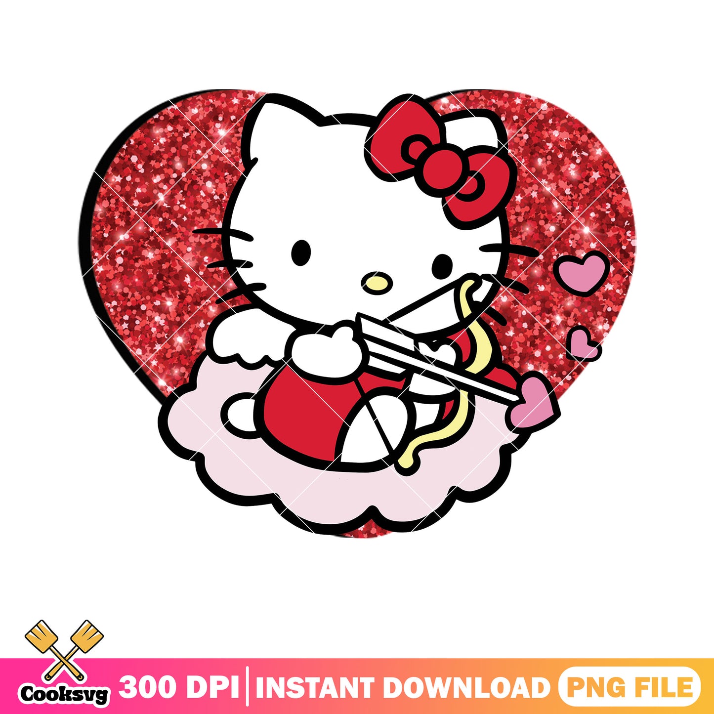Cupid hello kitty png, valentines vibe png, sanrio hello kitty png