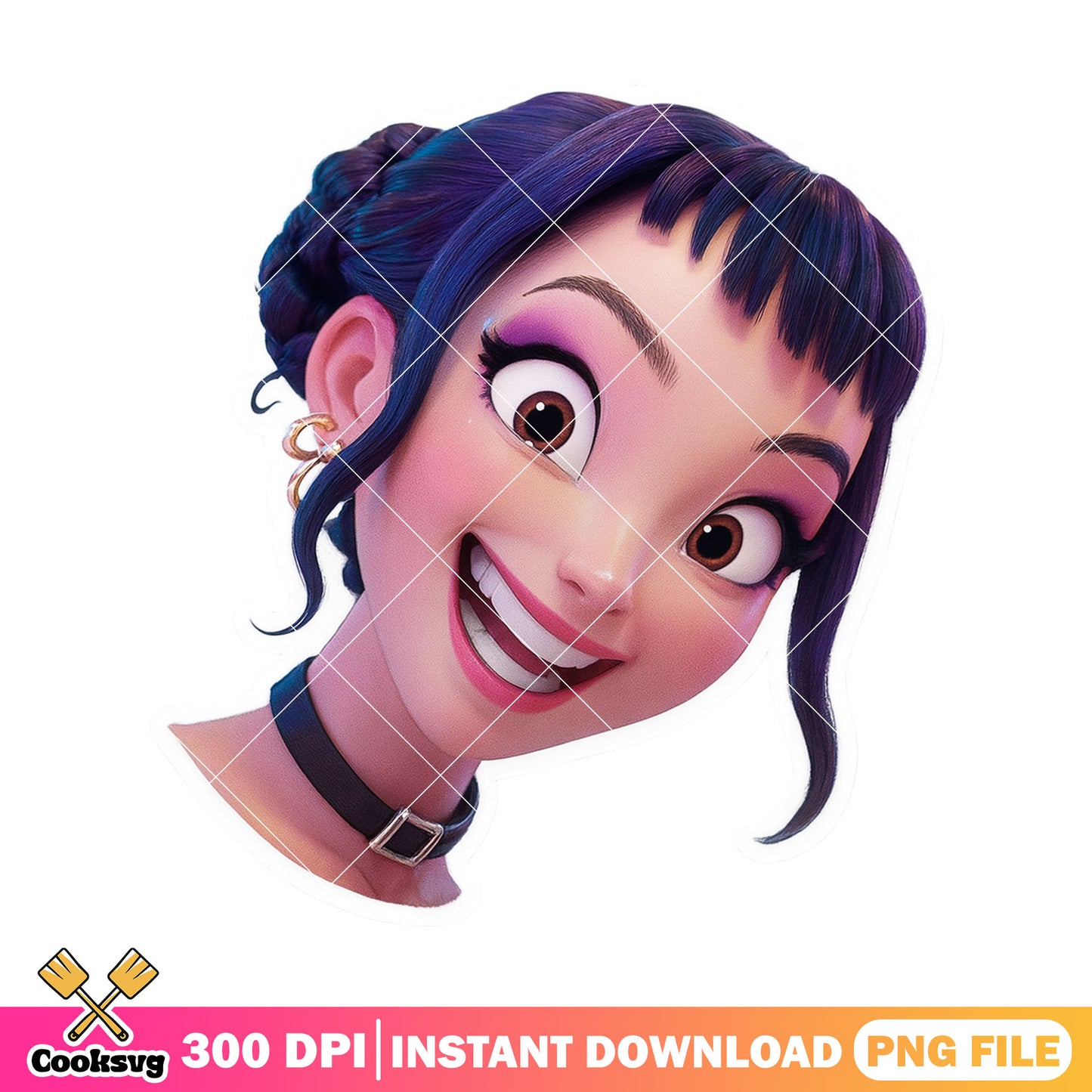 Curious zoey face png, huntrix girl png, zoey kpop png