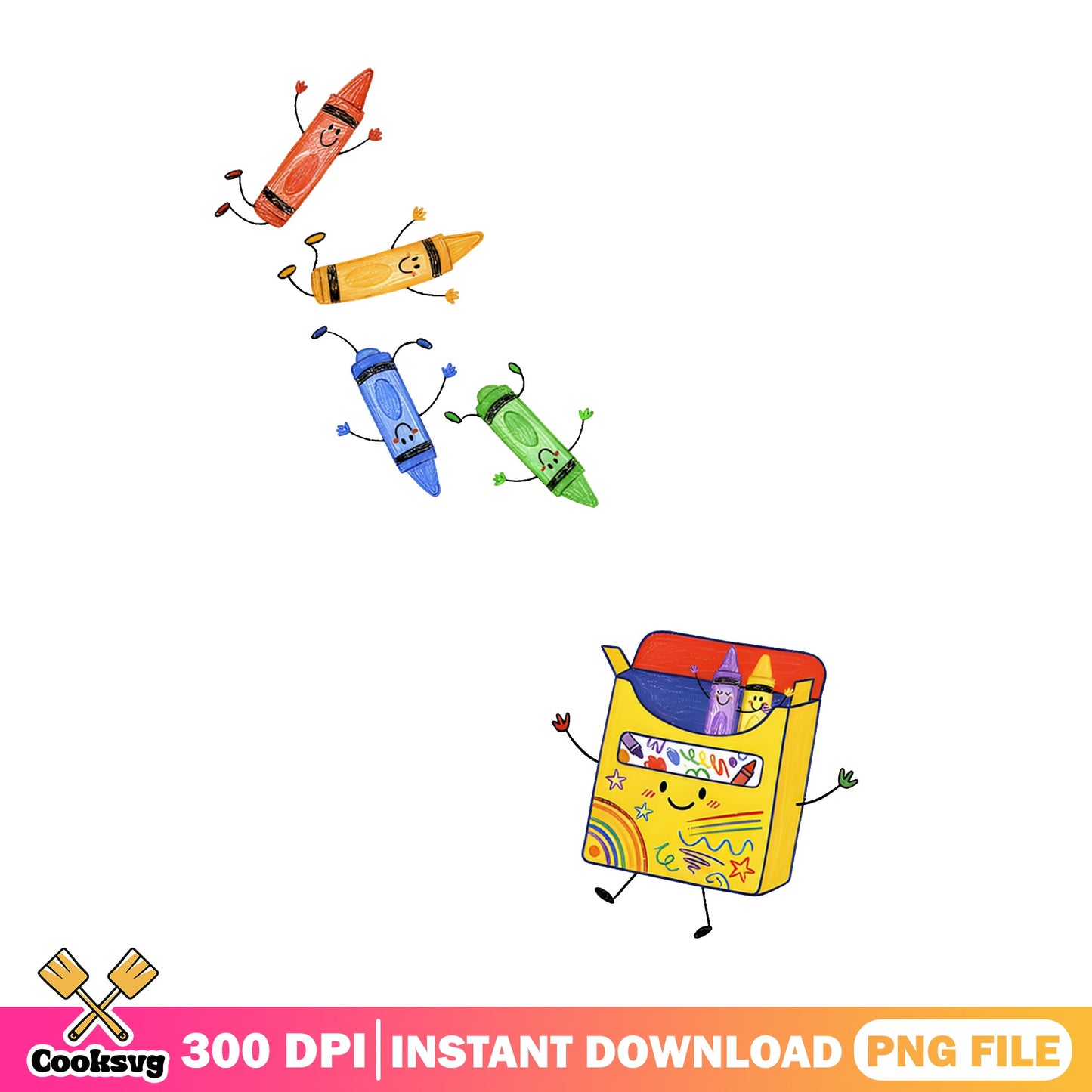 Cute Crayon Box Characters Back To School, Crayon Clipart, PNG