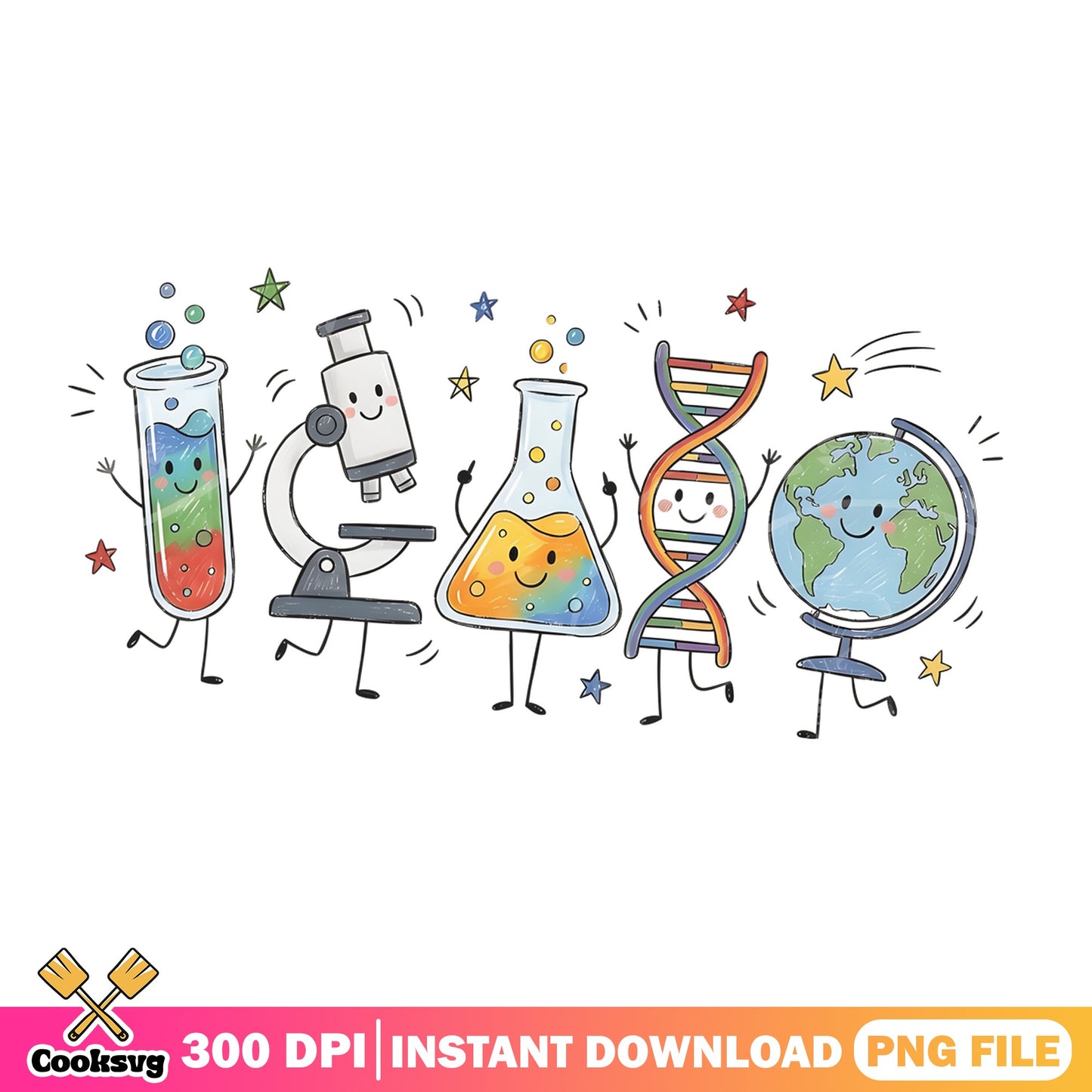 Cute Science Characters PNG, Science Teacher PNG, Back To School PNG