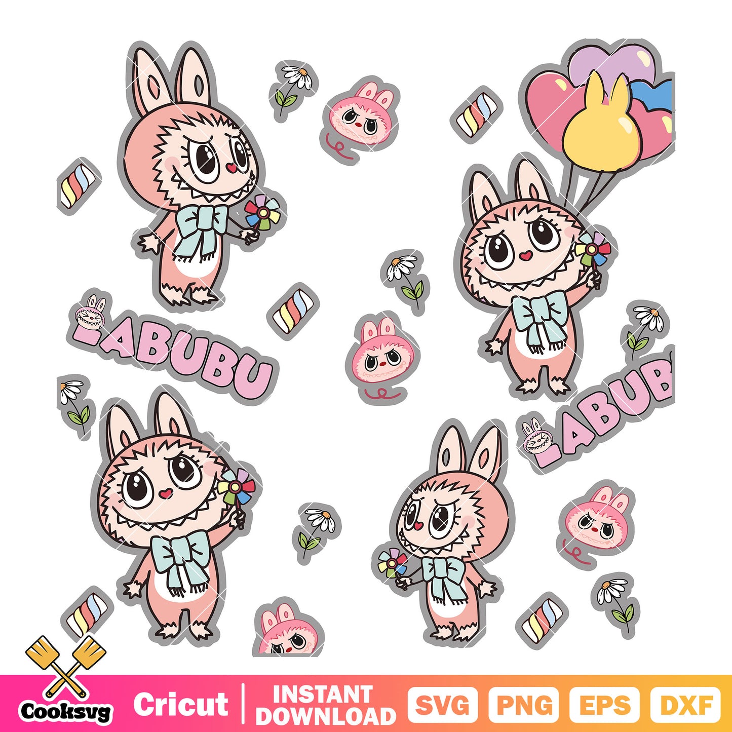 Cute labubu and toys svg, pink labubu svg, labubu near me svg