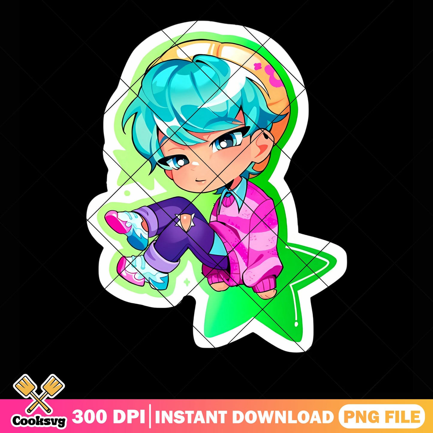 Cute sticker for kid baby png, saja boys png, kpop demon hunters png