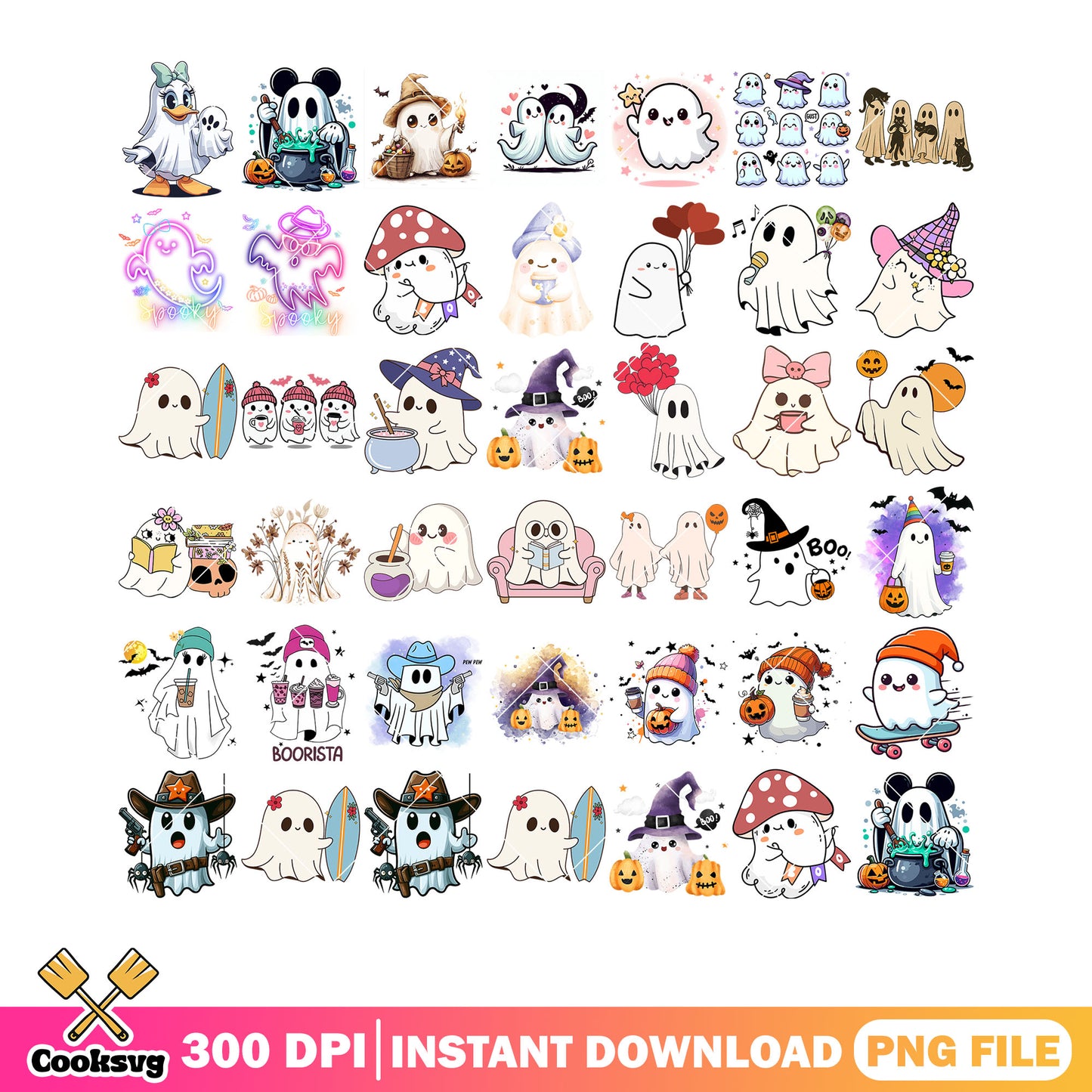 Daisy duck ghost costume png bundle, witches hat png, cowboy hat png