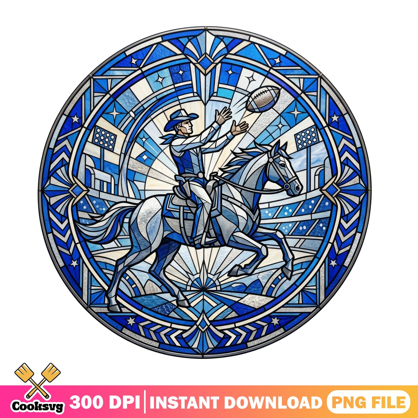 Dallas Cowboys Stained Glass PNG, Football Cowboy PNG, NFL PNG