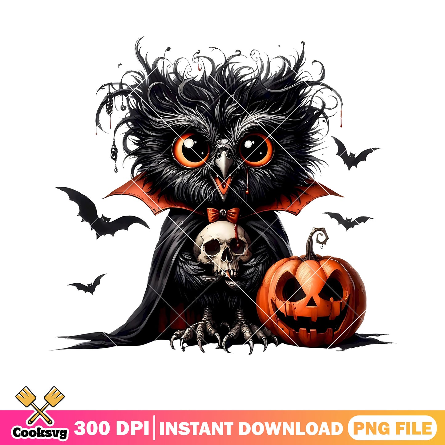 Dark owl vampire png, jack o lantern png, scary halloween night png