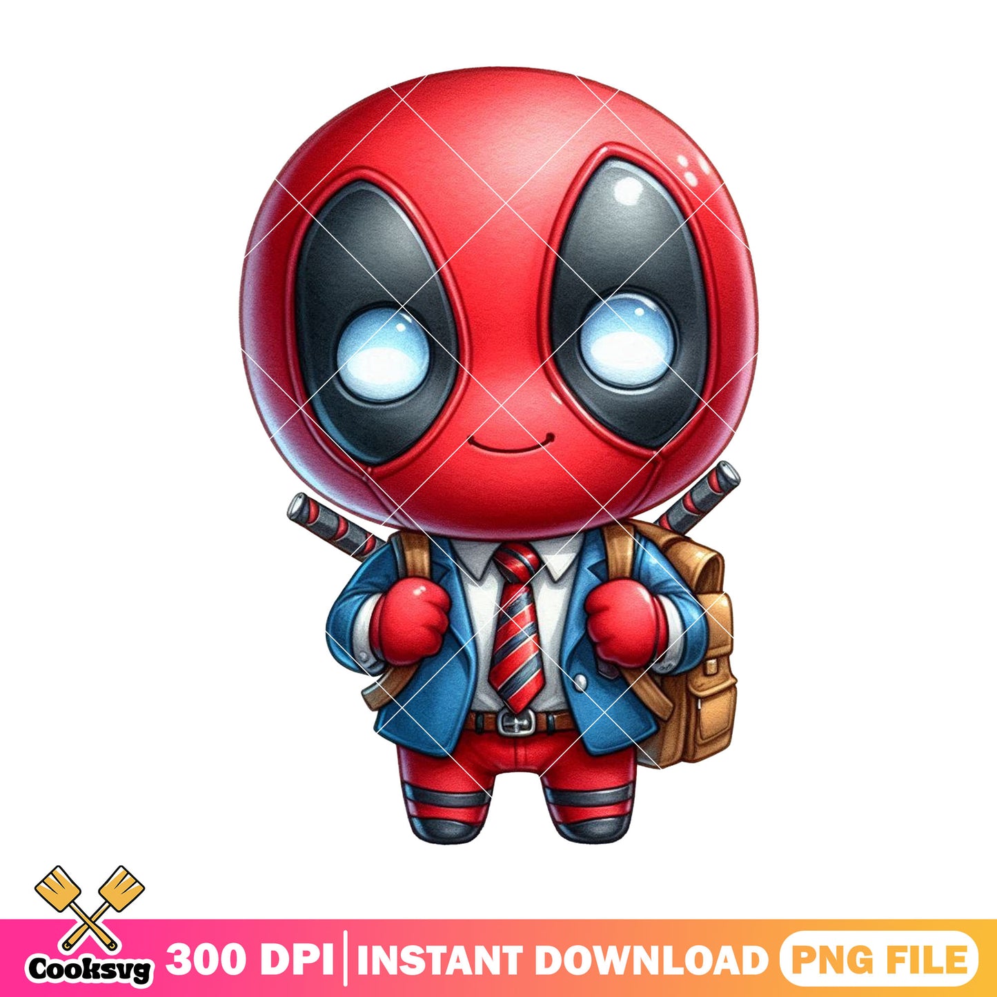 Deadpool going school png, marvel art png, back to school day png